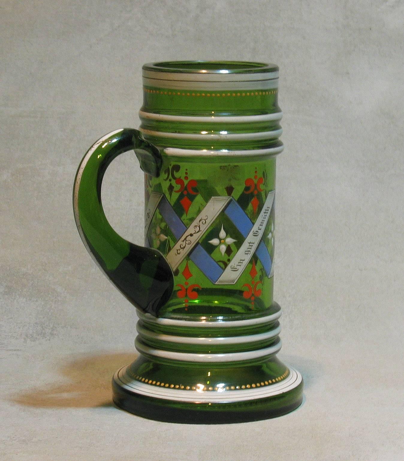 Bohemian Historismus Green Glass Stein, circa 1880 For Sale 2