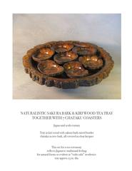 Naturalistic Sakura Bark & Kiri Holz Tee Tablett zusammen mit 7 Chataku Untersetzer
