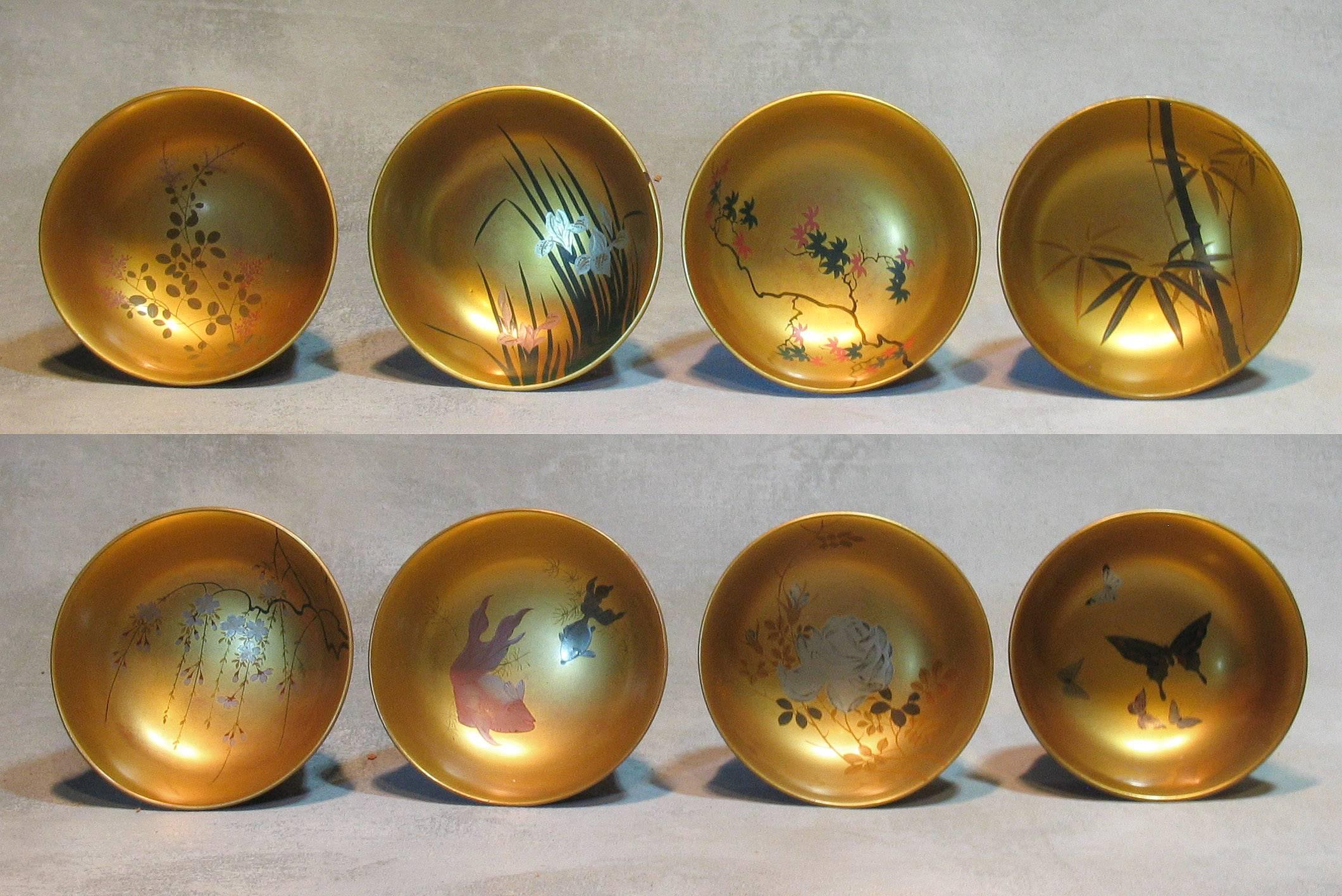 Eight Japanese Lacquer Bowls and Eight Plates, Taisho Period, 1912-1926 2