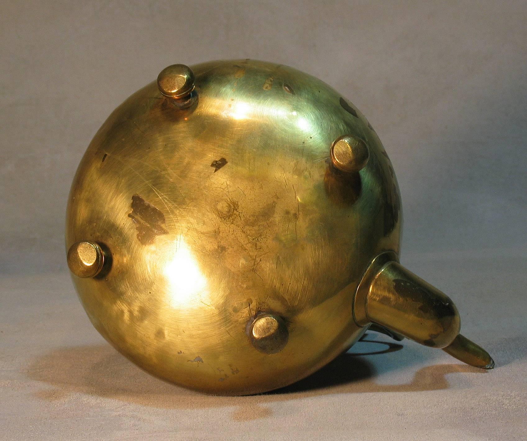 19th Century Early Victorian Brass Toddy Kettle, Fruit Wood Handle, circa 1840 For Sale