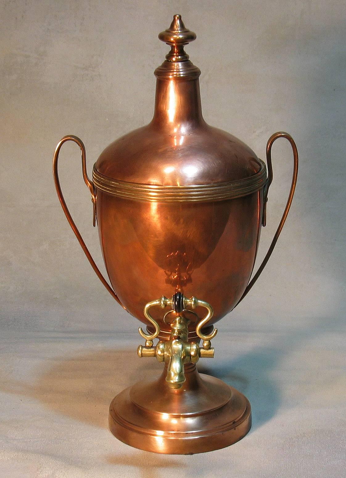 English Victorian Copper Hot Water Urn, Paris Exhibition 1855 Medal Winner Design
