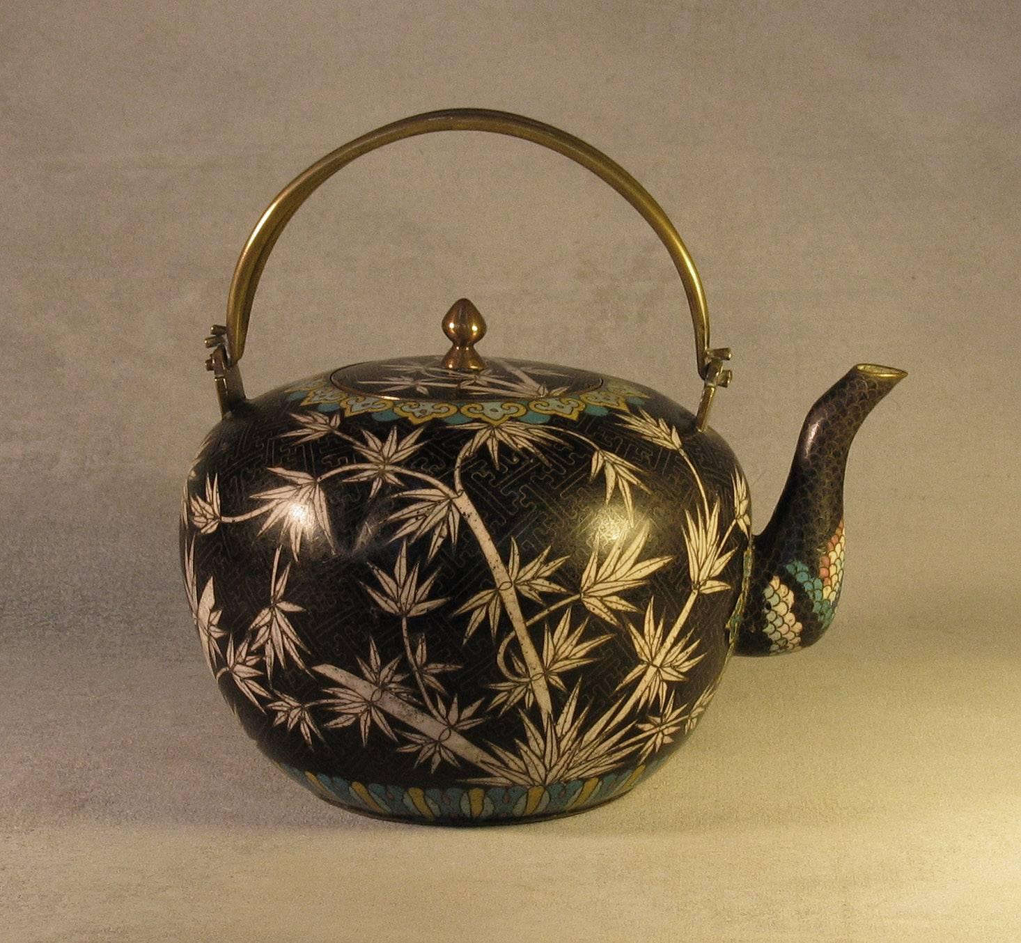 Japonisme Japanese Cloisonne Teapot, Early Meiji Period
