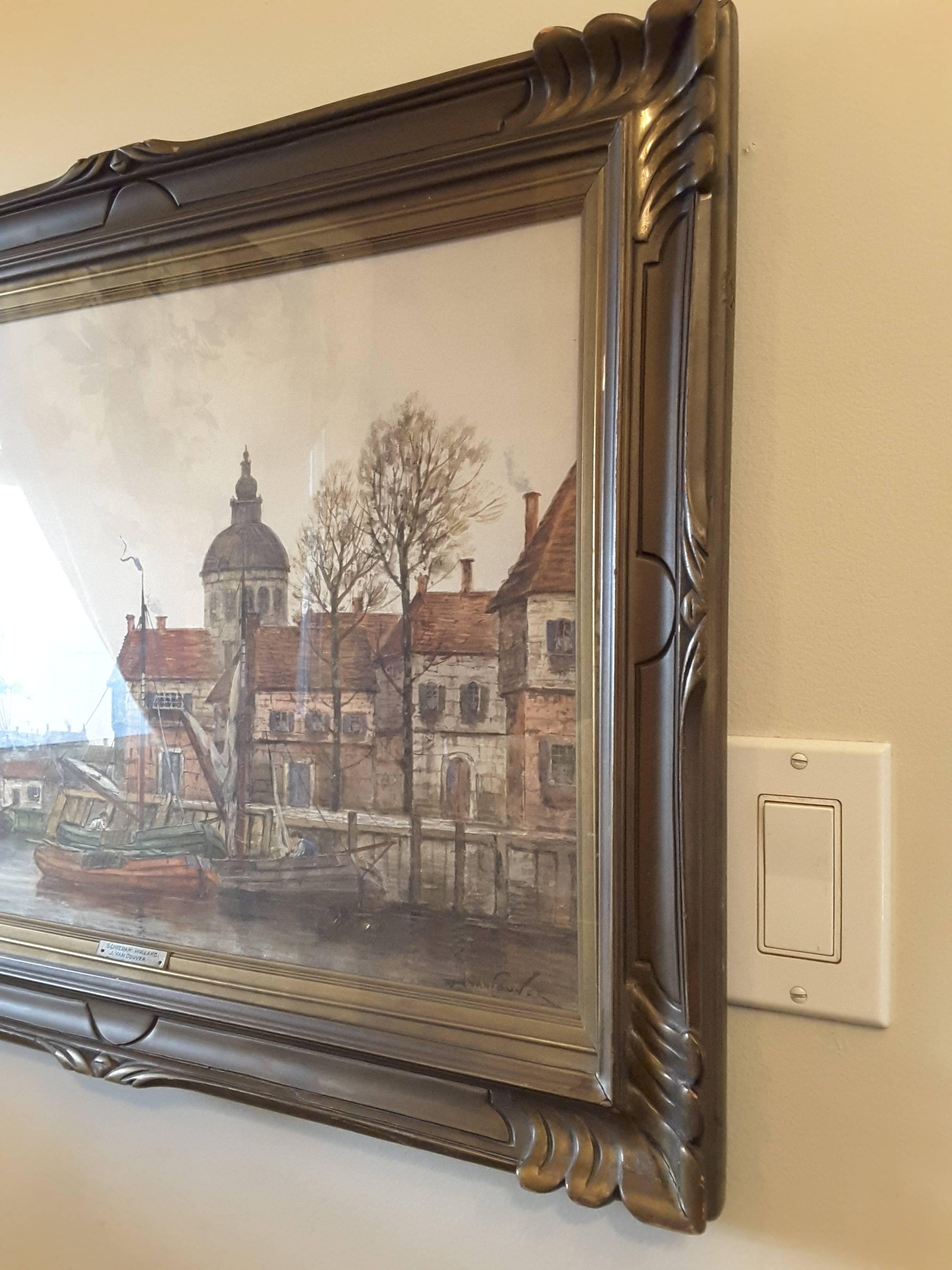 19th Century J. Van Couver, Watercolor, Dutch Harbor Scene For Sale