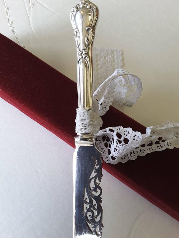 Bridal Wedding Cake Ceremony Sterling Silver Cutting Knife For Sale at