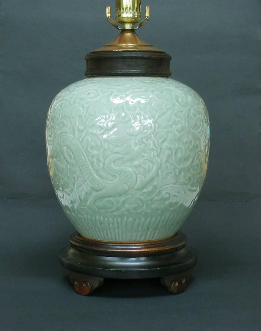 Carved Celadon Glazed 