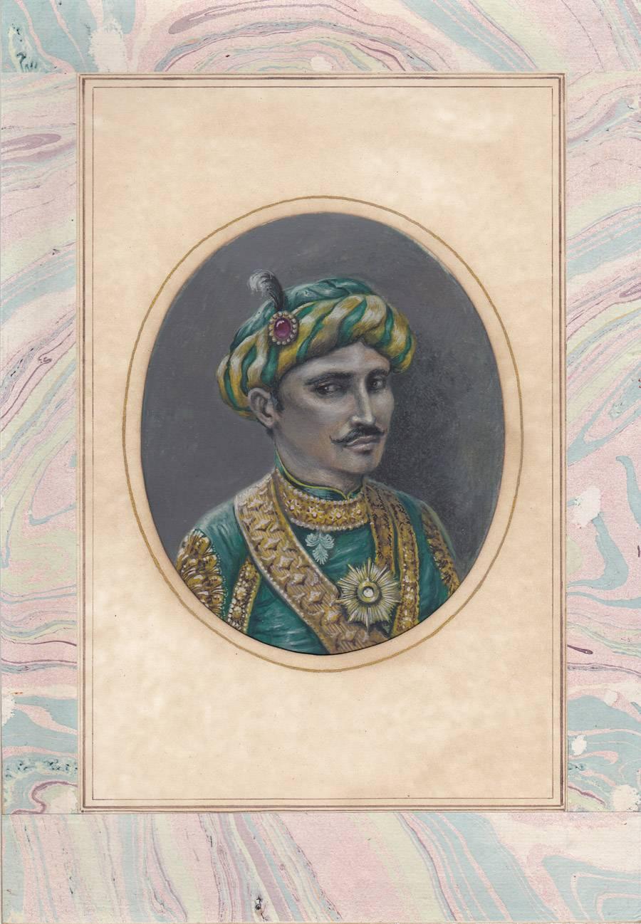 Anglo Raj Fine Portrait of a Raja, 19th Century Mughal, India For Sale