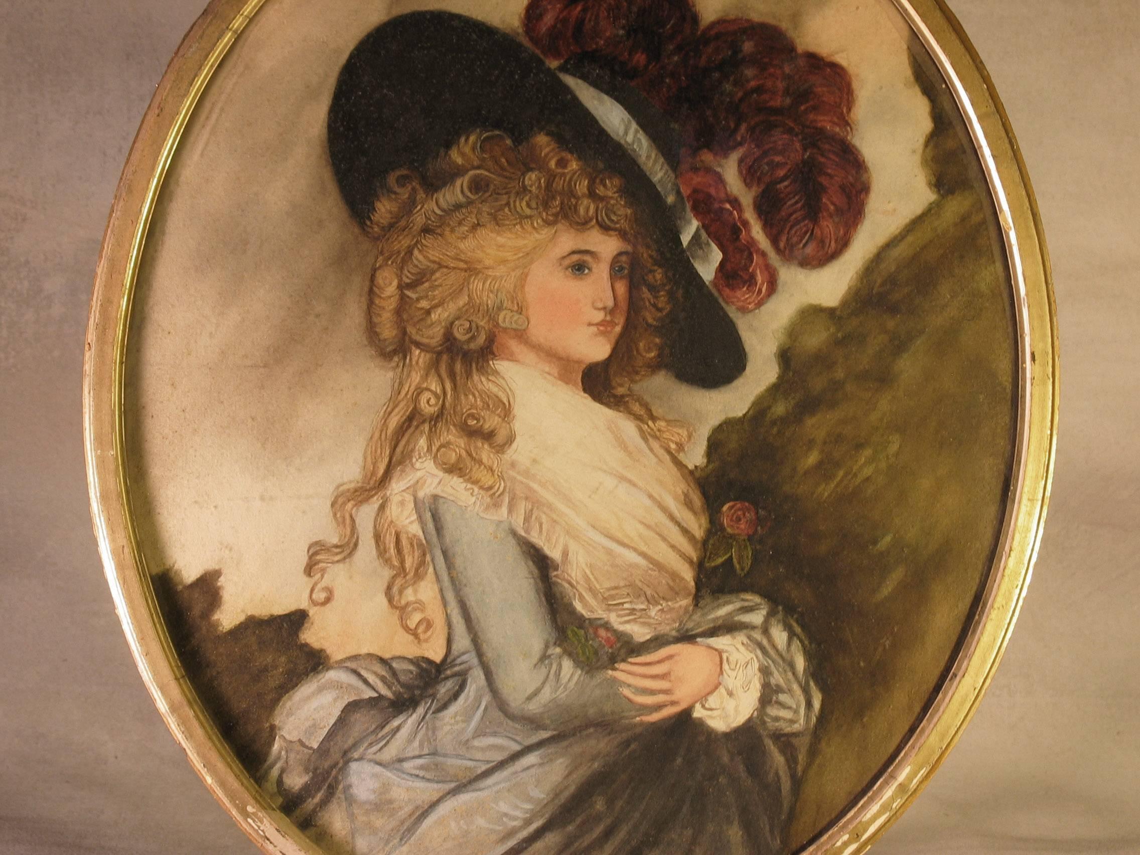 English After Thomas Gainsborough, Duchess of Devonshire Watercolor