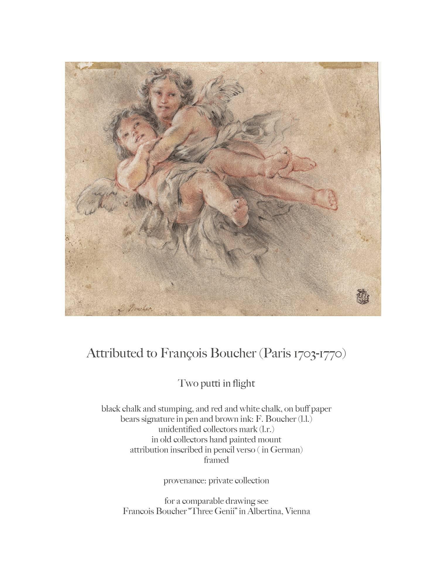 Zwei Putten im Flug, Francois Boucher zugeschrieben (Neoklassisch) im Angebot