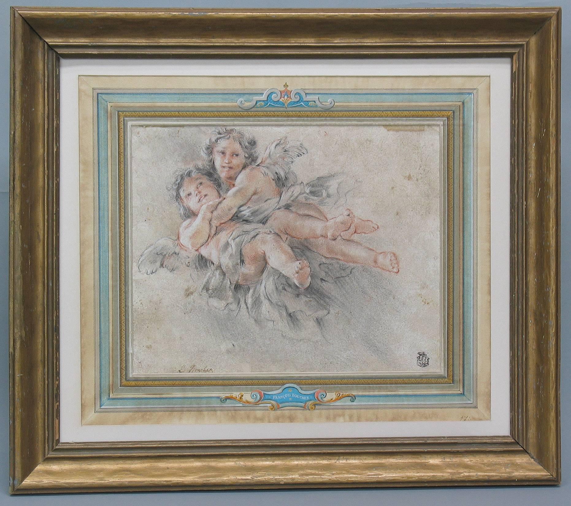 Two Putti's in Flight Attributed to Francois Boucher For Sale 2