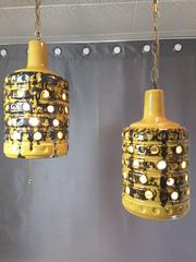 Pair of Mid-Century 1960's Ceramic Swag Pendant Lights
