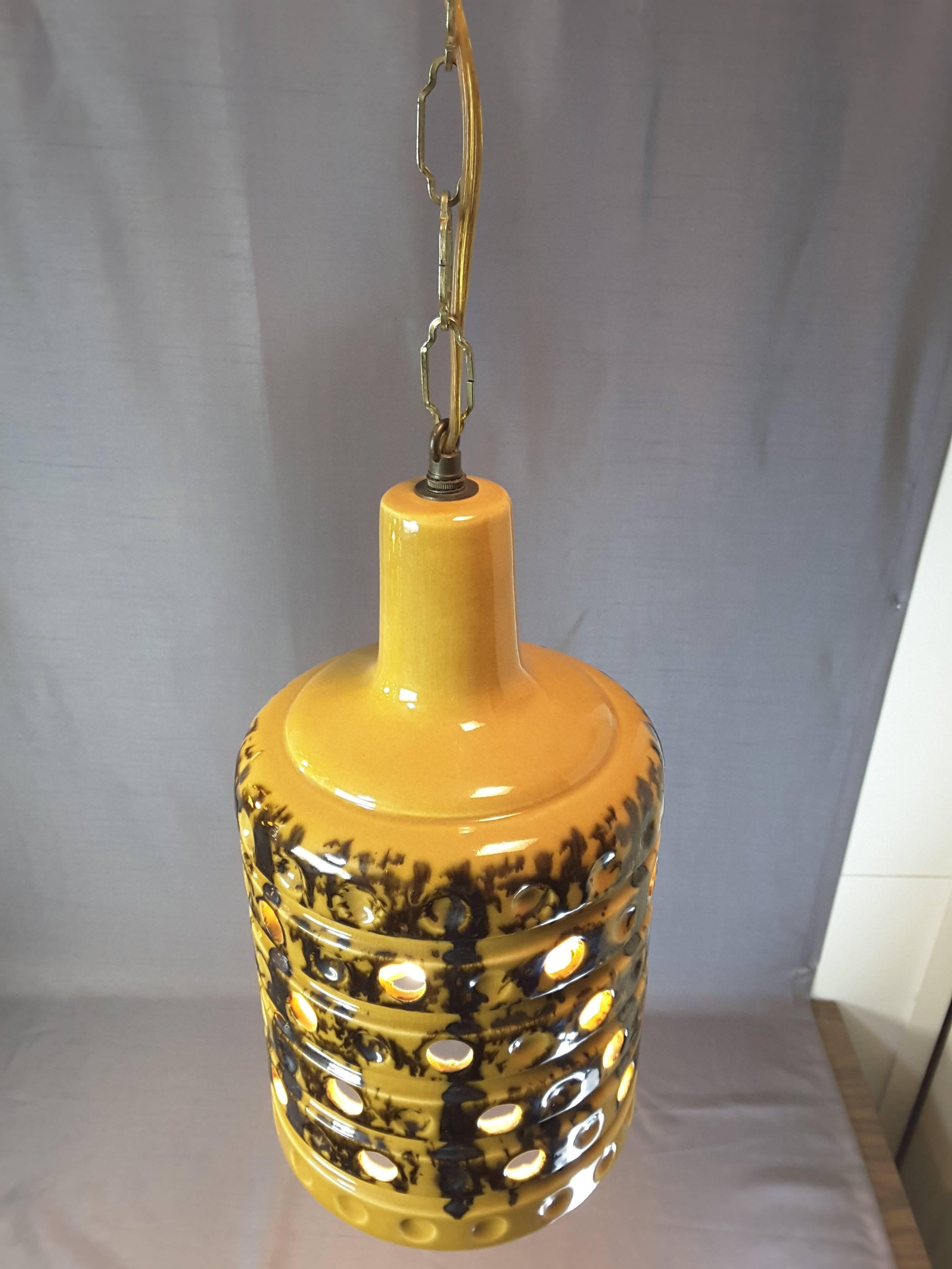 Pair of Mid-Century 1960's Ceramic Swag Pendant Lights For Sale 1