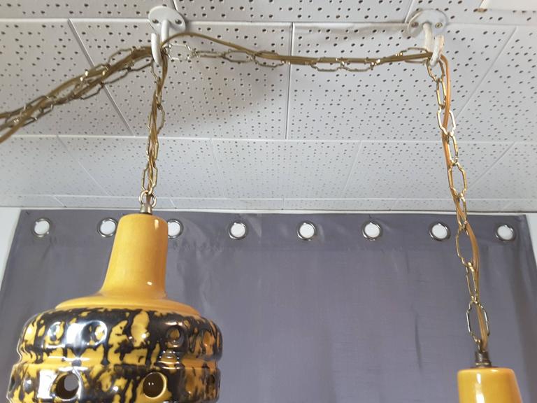 Pair of MidCentury 1960's Ceramic Swag Pendant Lights For Sale at 1stDibs