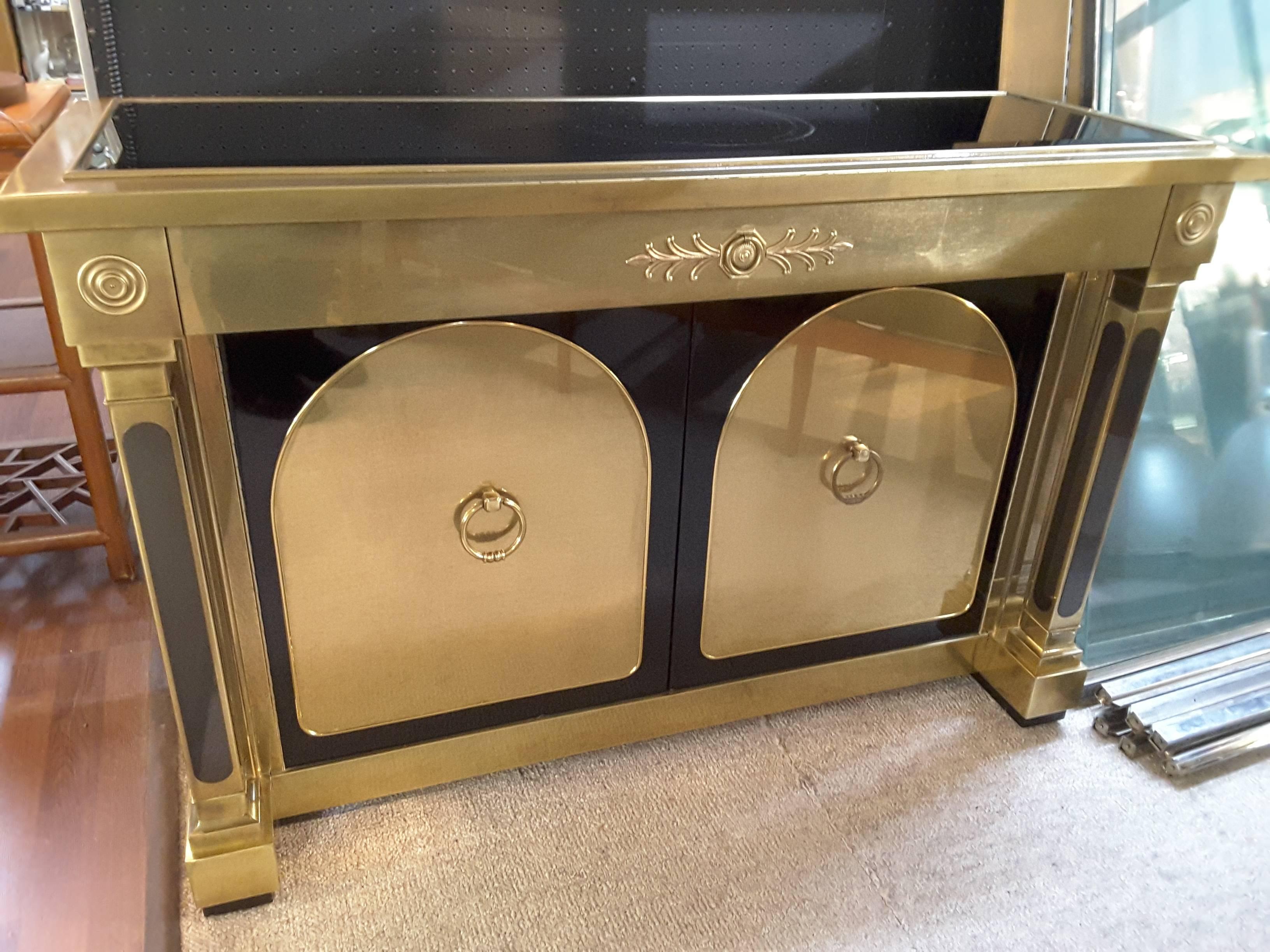 Exceptional Mastercraft Brass, Laminate and Glass Sideboard For Sale 2