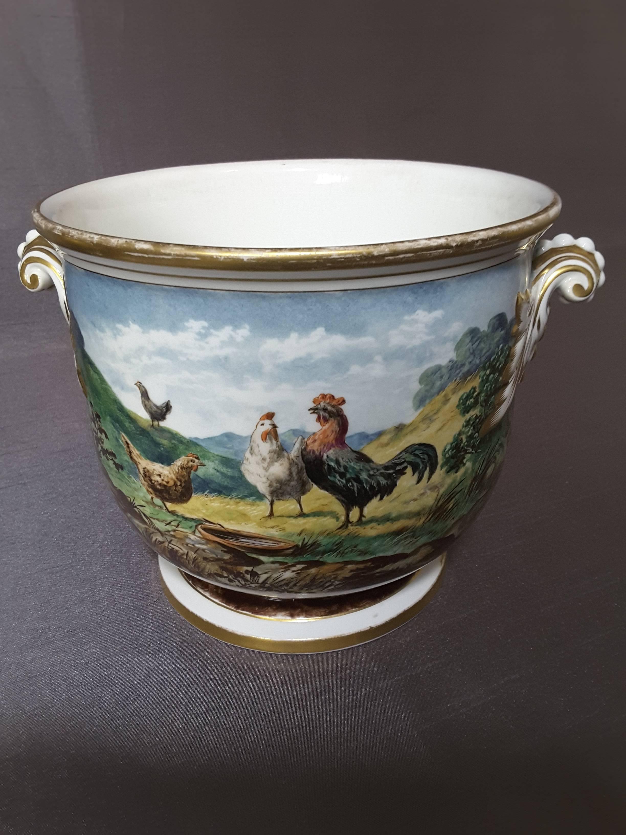 Pair of Georgian English Cache Pots, Hand-Painted and Signed 1