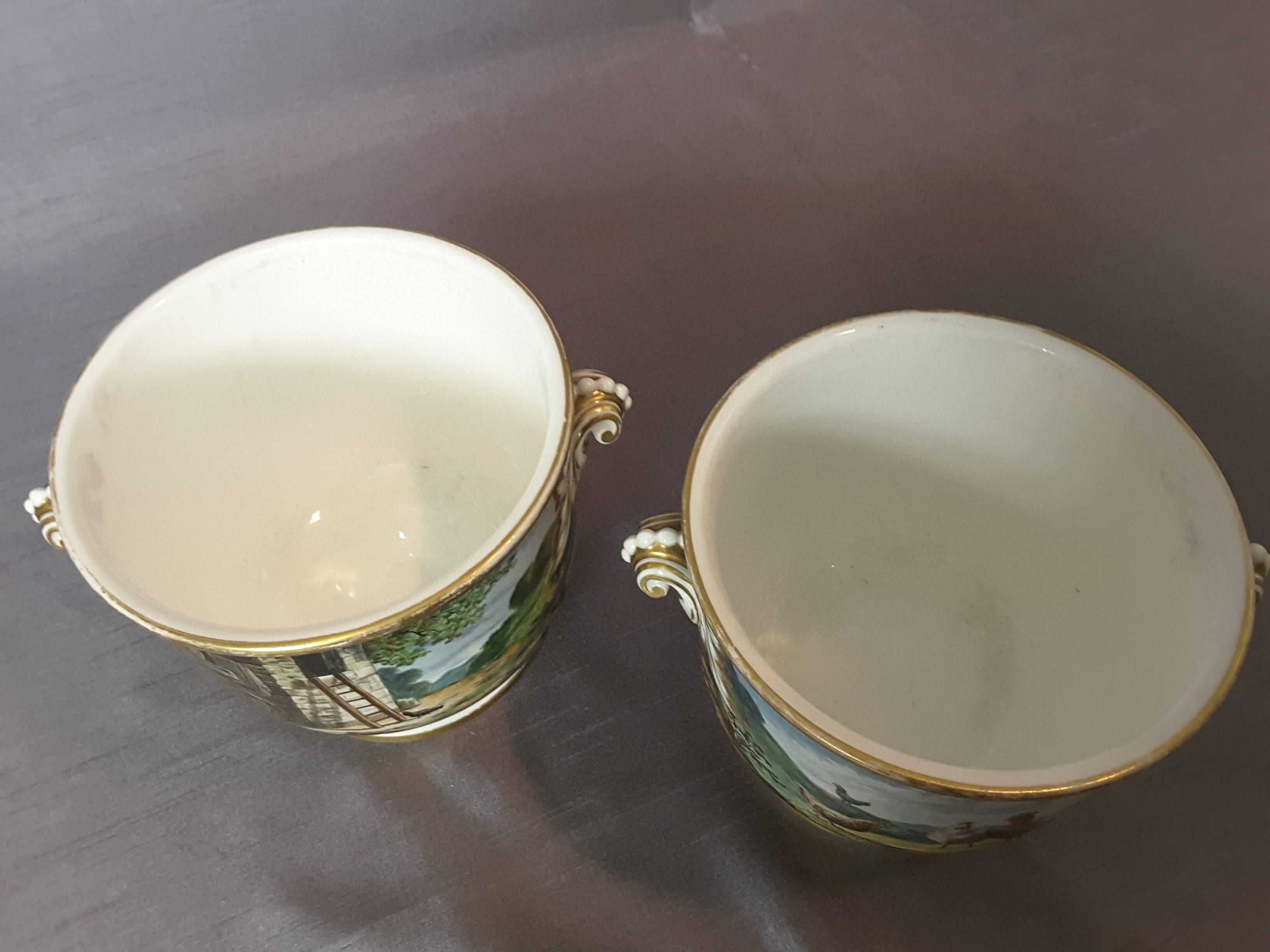 Pair of Georgian English Cache Pots, Hand-Painted and Signed 4