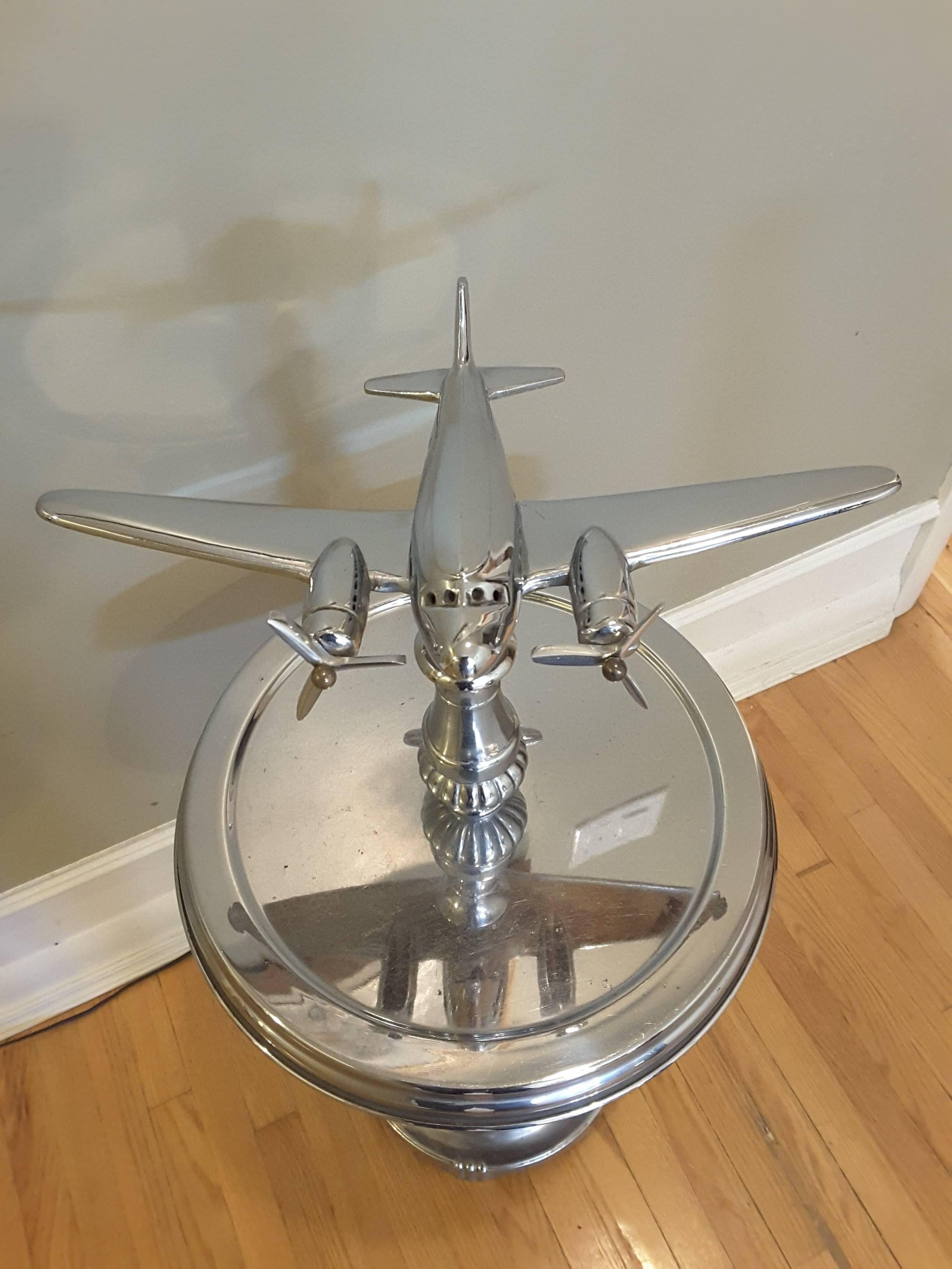 Mid-Century Modern Mid-Century Chrome DC-3 Airplane Smoking Table