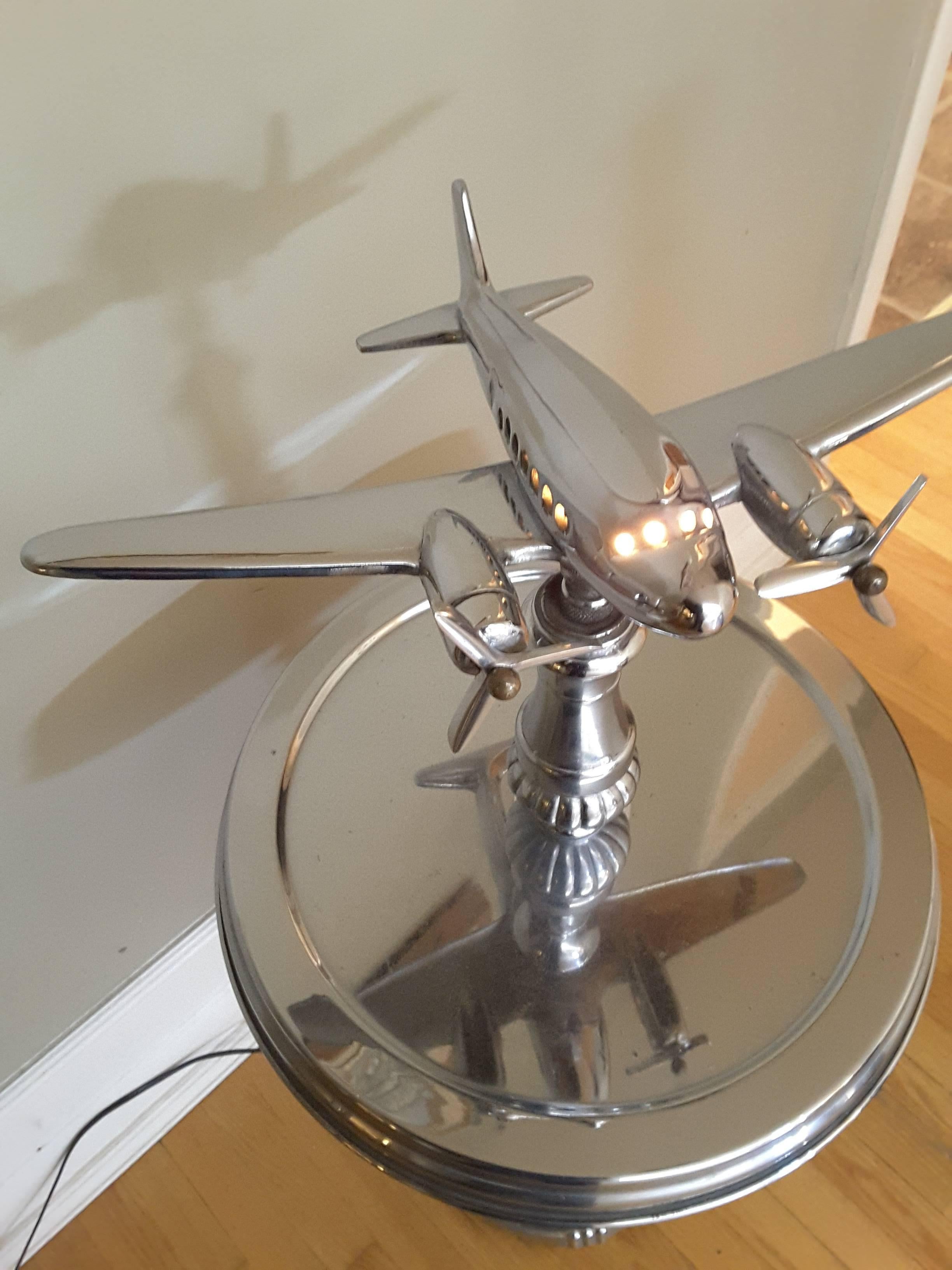 Mid-Century Chrome DC-3 Airplane Smoking Table 1