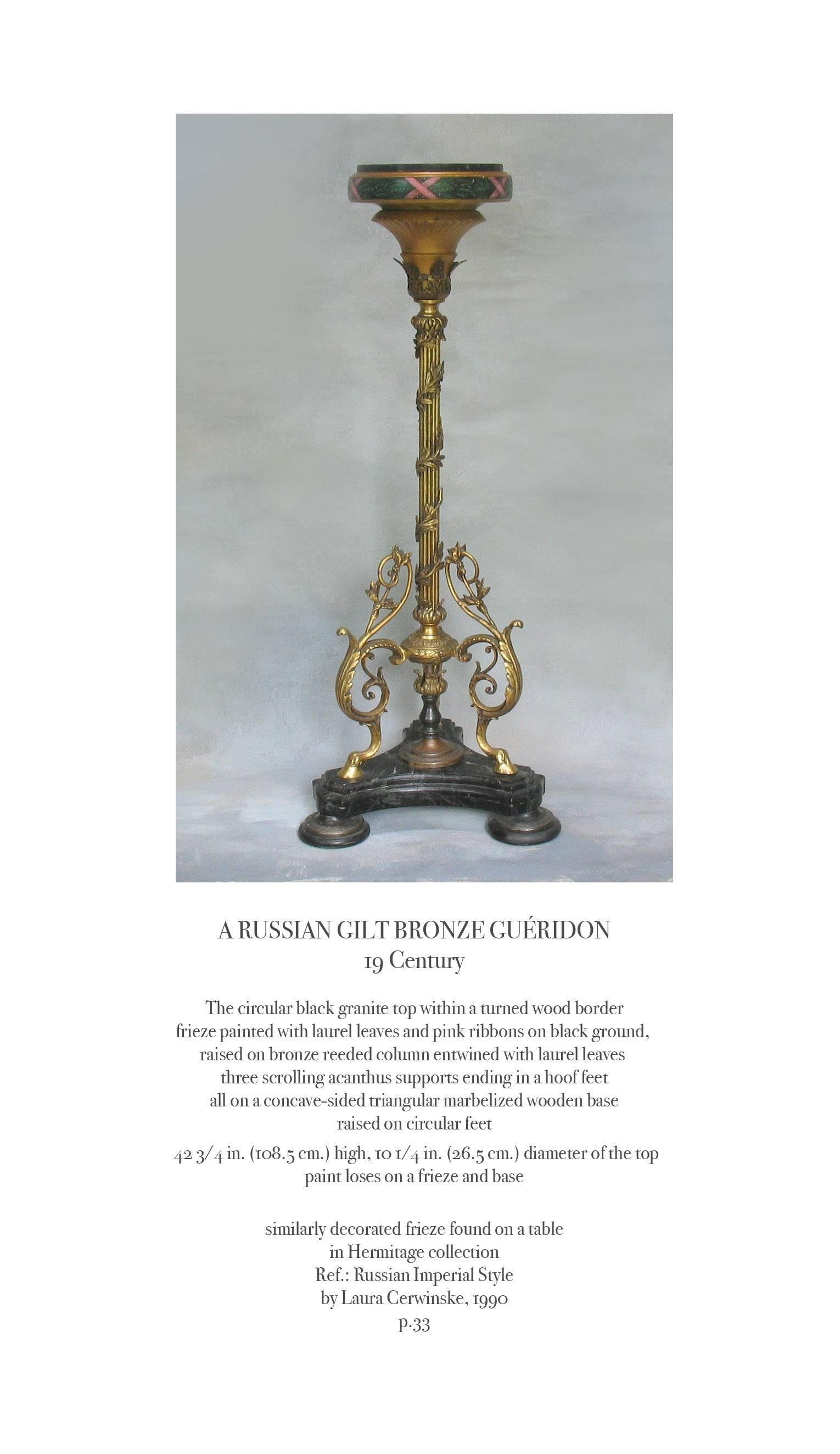 Empire Incredible Russian Gilt Bronze Gueridon with a Granite Top, 19th Century For Sale