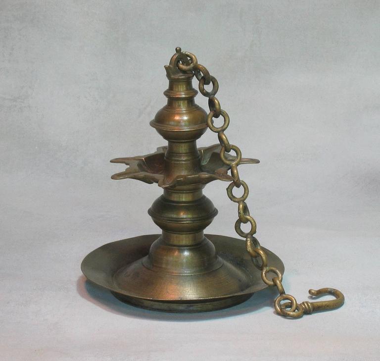 Thookkuvilakku Bronze Hanging Oil Lamp Kerala South India Circa Anglo Indian Thookkuvilakku Bronze Hanging Oil Lamp Kerala South India Circa