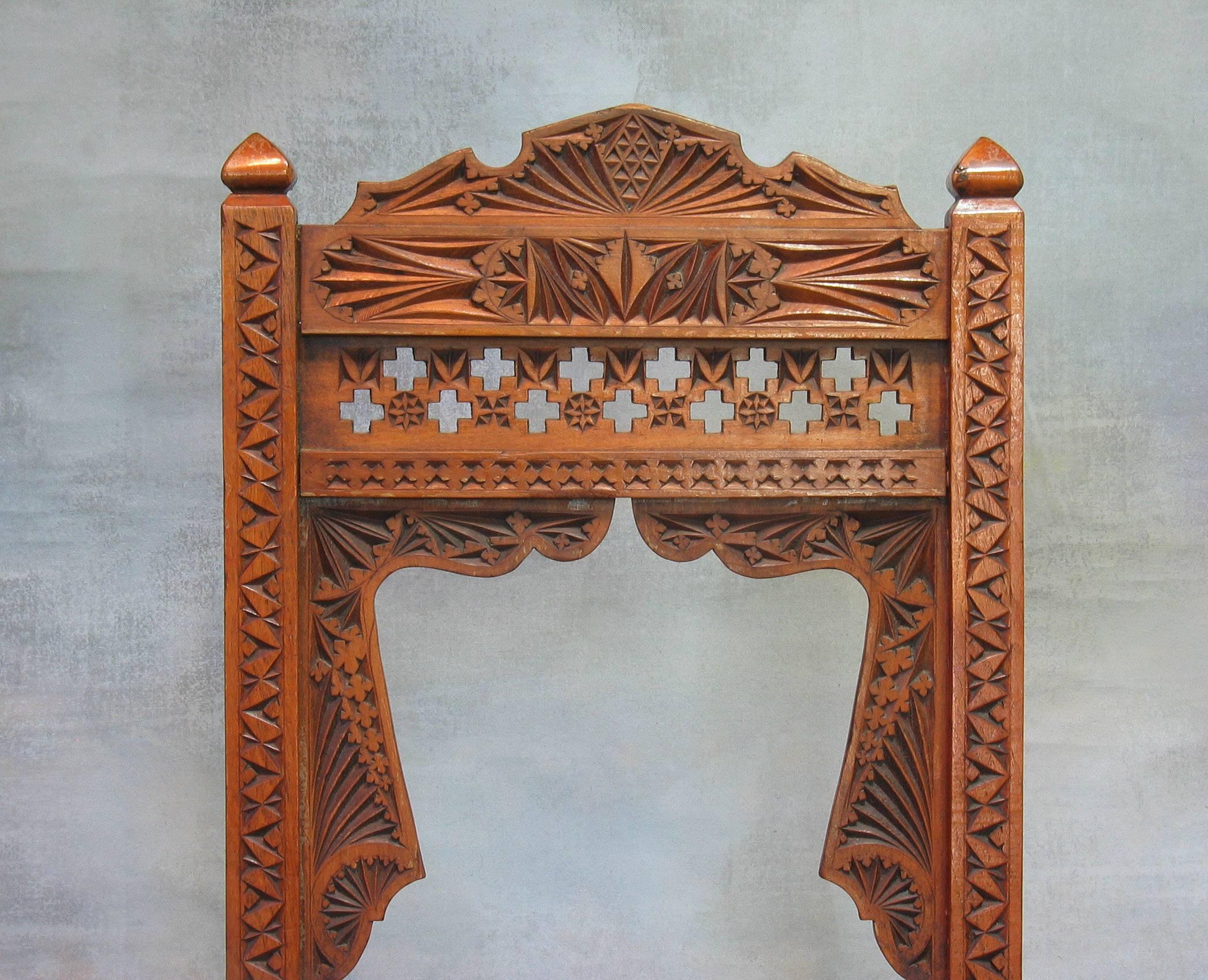 Central Asian Pair of Middle Eastern Carved Hardwood Side Chairs