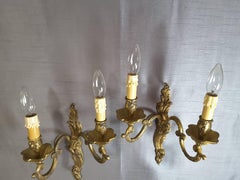 Pair of Large Brass Gilt Wall Sconces