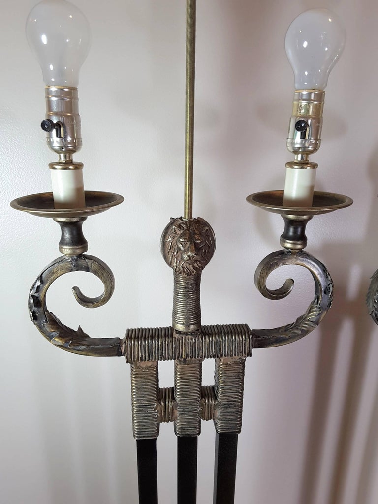 Majestic Lions Head MCM Pair of Floor Lamps at 1stDibs
