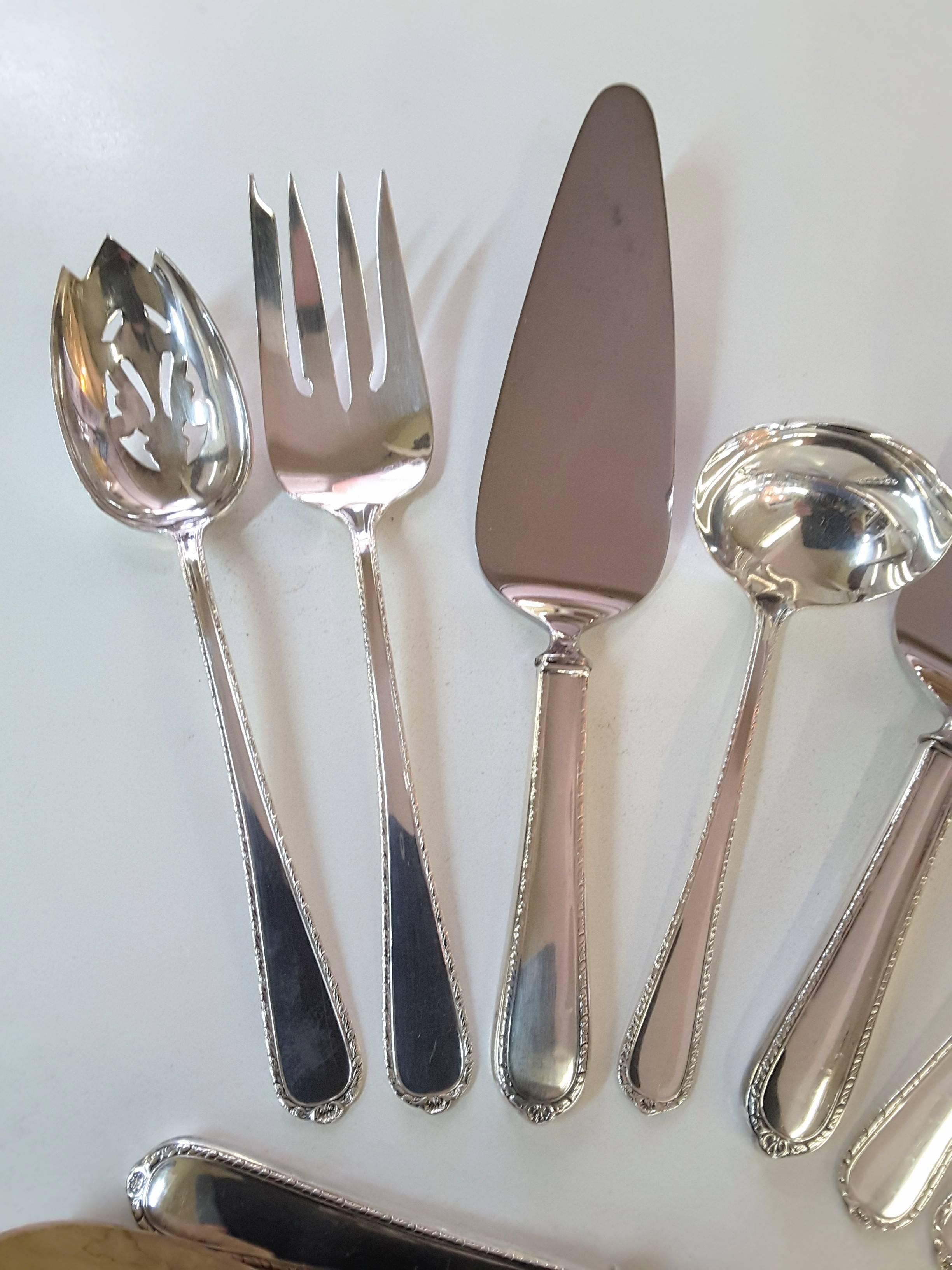 11 serving pieces of pine tree international sterling silver flatware, A nice compliment of serving pieces to finish off your flatware set, presentation for virtually every course. The 11 serving pieces consist of a carving knife and meat fork set,