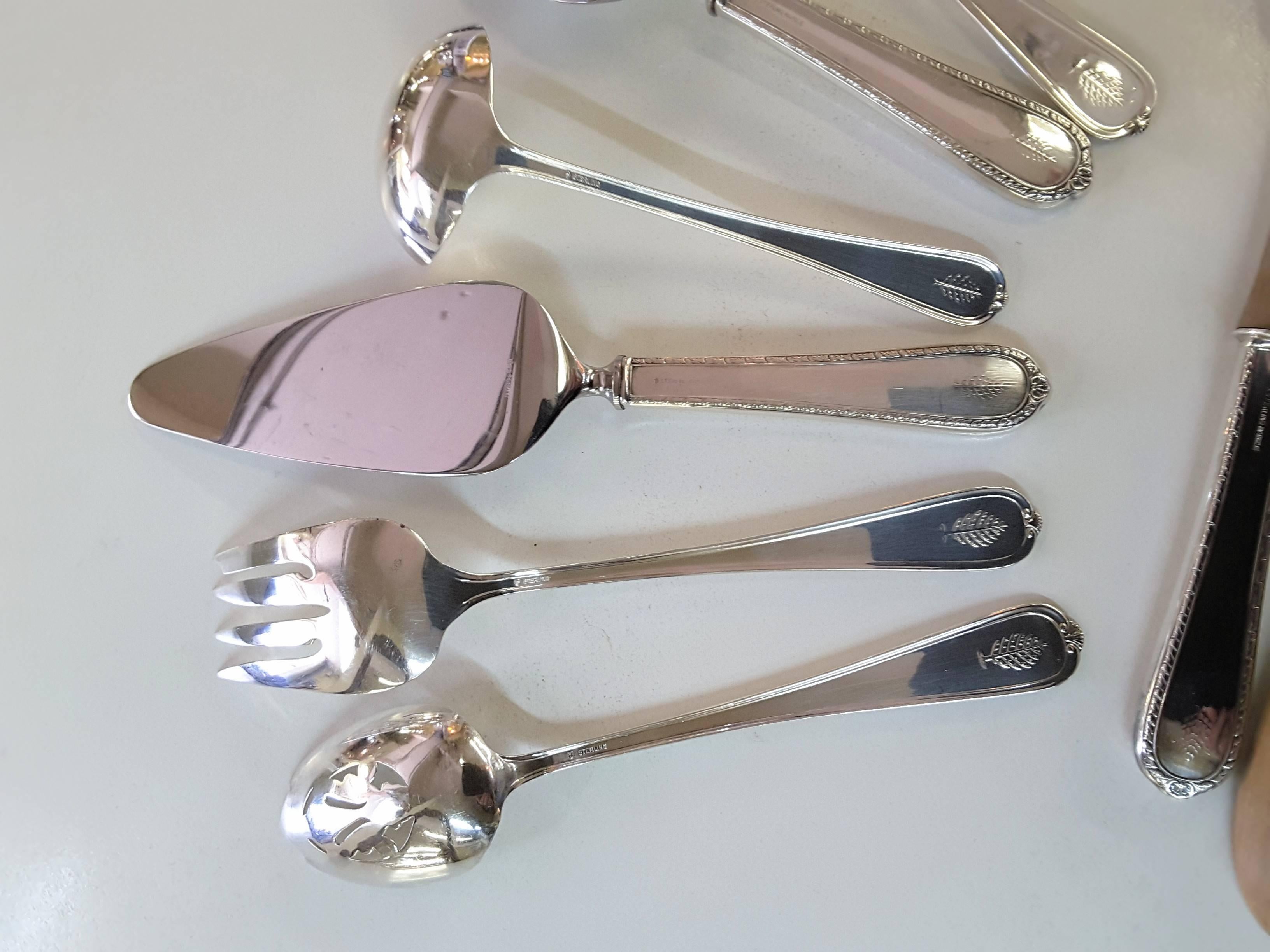 20th Century 11 Serving Pieces of Pine Tree International Sterling Silver Flatware