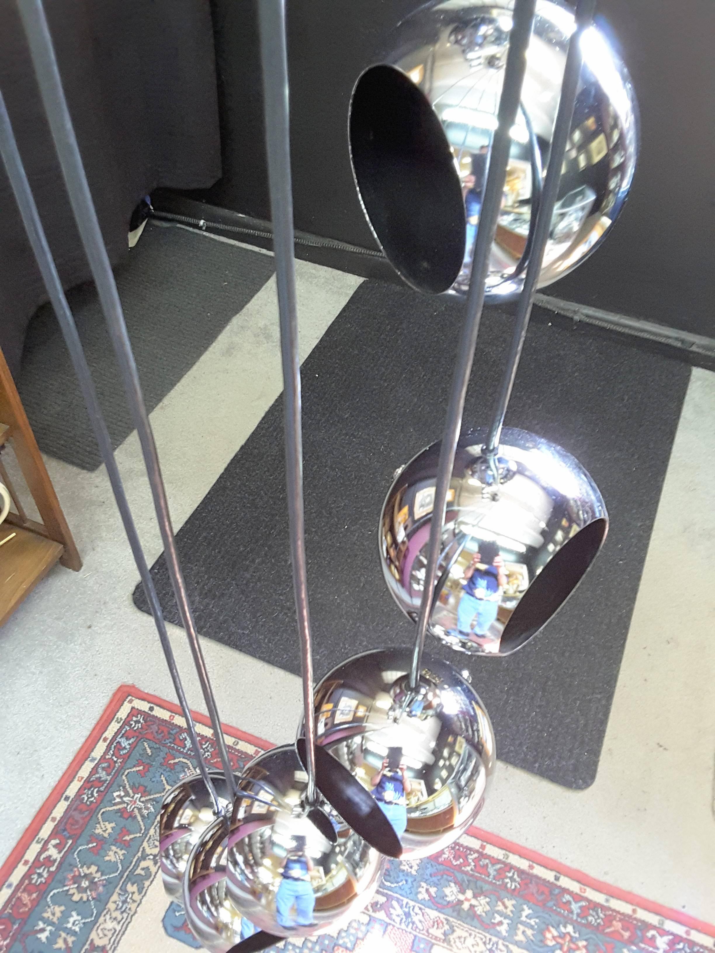 Chrome Ten Ball Spiral Cascading Pendant/ Swag/Chandelier For Sale 2