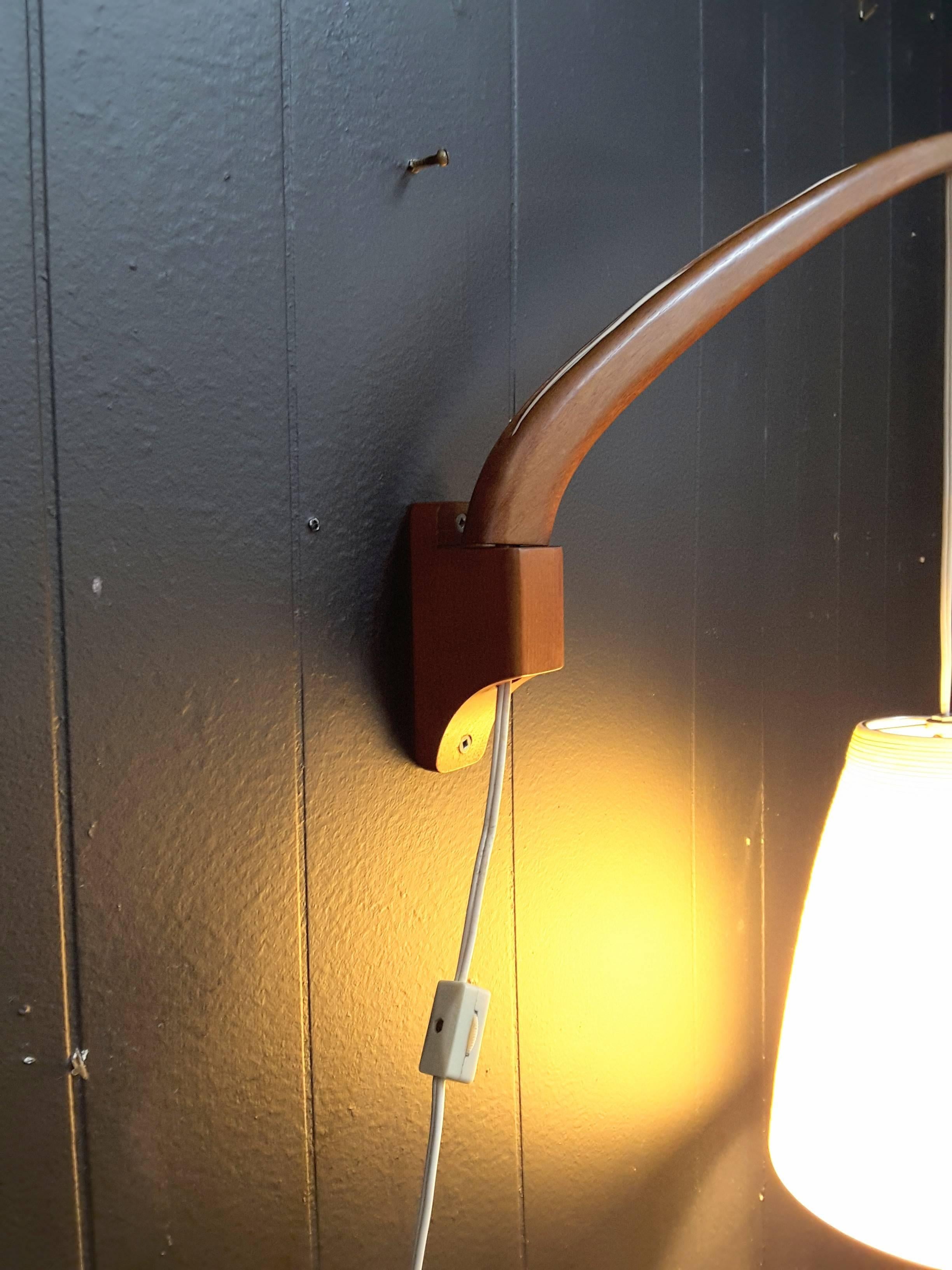 Mid-Century Modern Lotte Teak Mid-Century Swing Arm Adjustable Wall Light