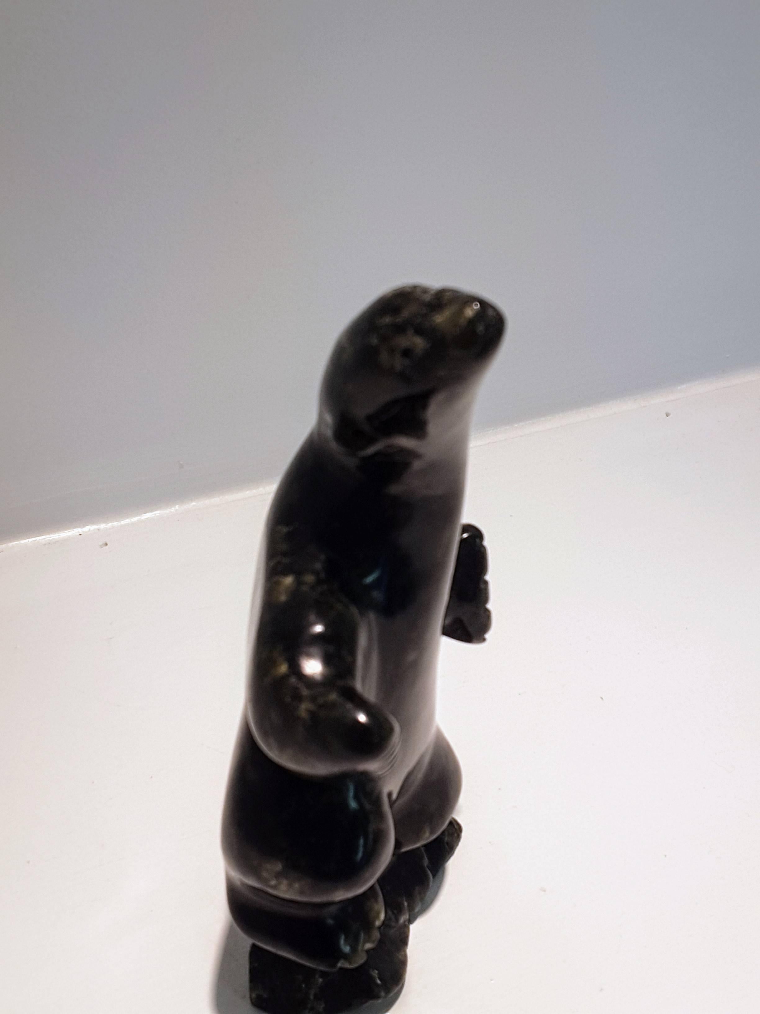 Native American Inuit Soapstone Dancing Bear by Harry Ikalukjuak
