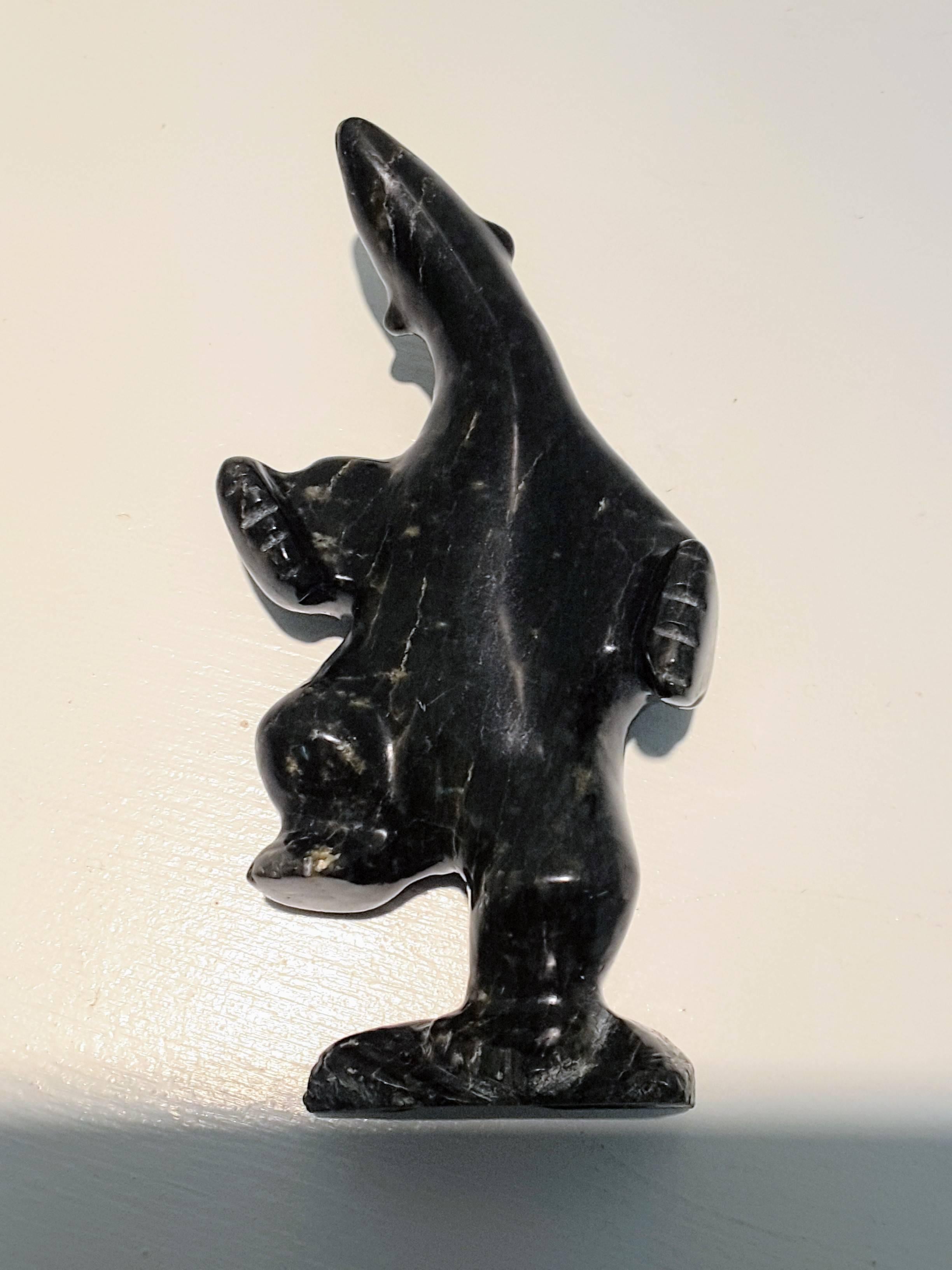 Canadian Inuit Soapstone Dancing Bear by Harry Ikalukjuak
