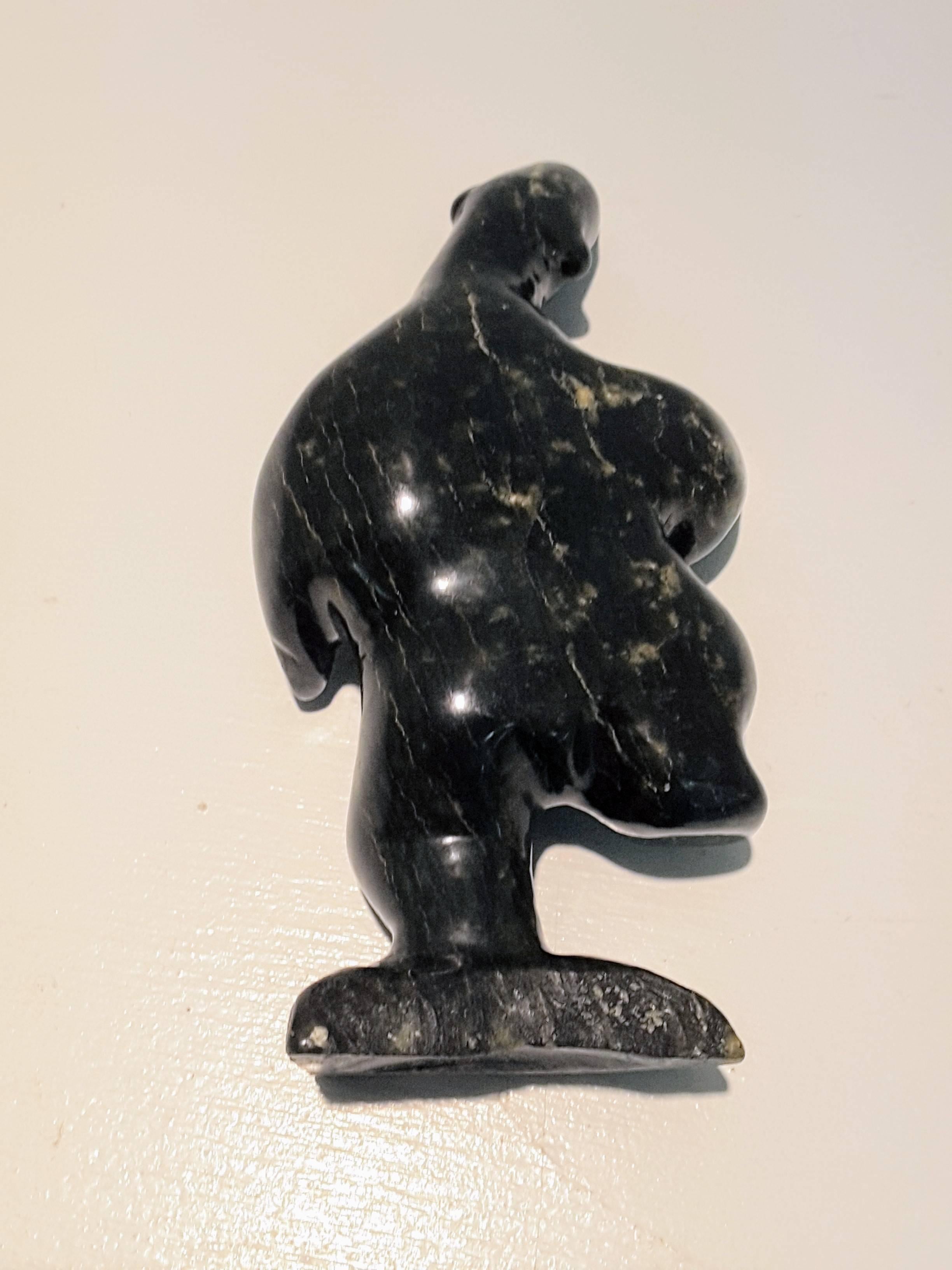 Carved Inuit Soapstone Dancing Bear by Harry Ikalukjuak