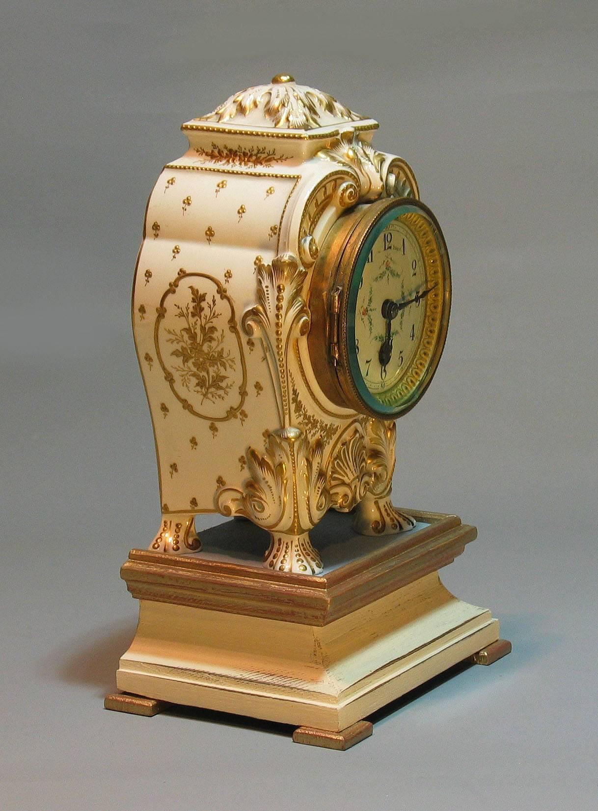 Louis XVI Style Porcelain Mantle Clock, French, Late 19th Century For Sale 1