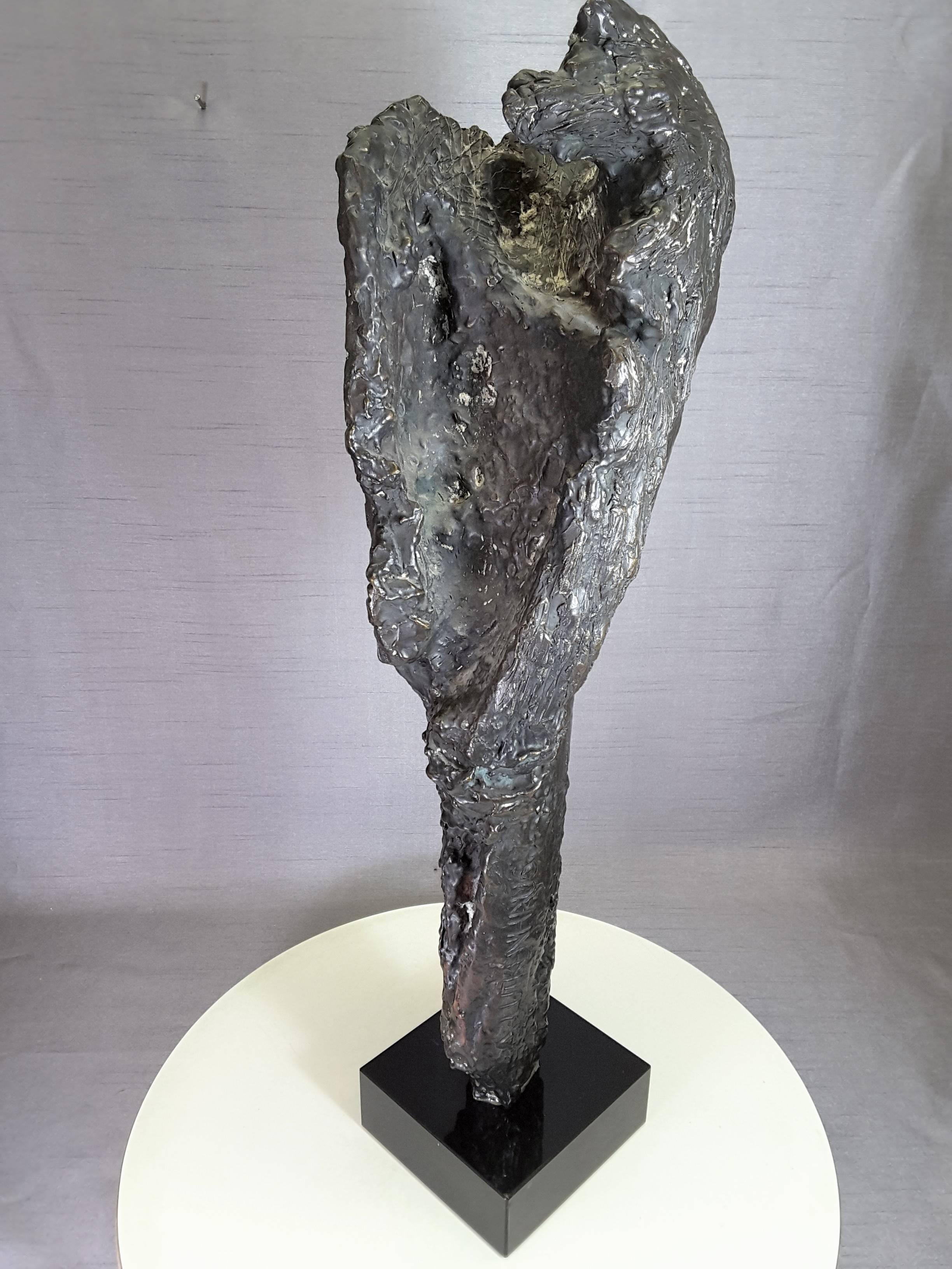 Mid-Century Modern Tall Head Bronze Sculpture by Almuth Lutkenhaus, 1930-1996