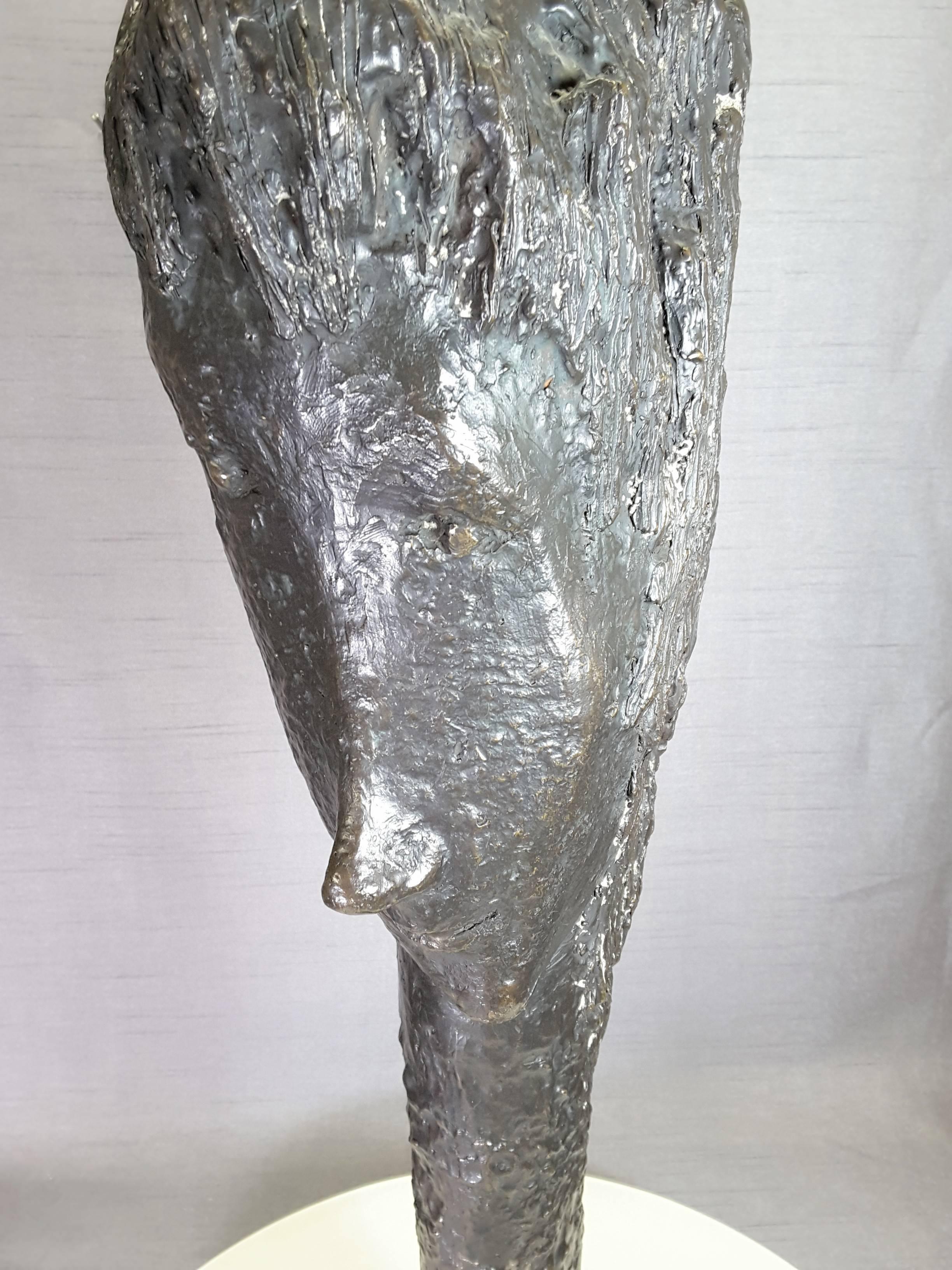20th Century Tall Head Bronze Sculpture by Almuth Lutkenhaus, 1930-1996