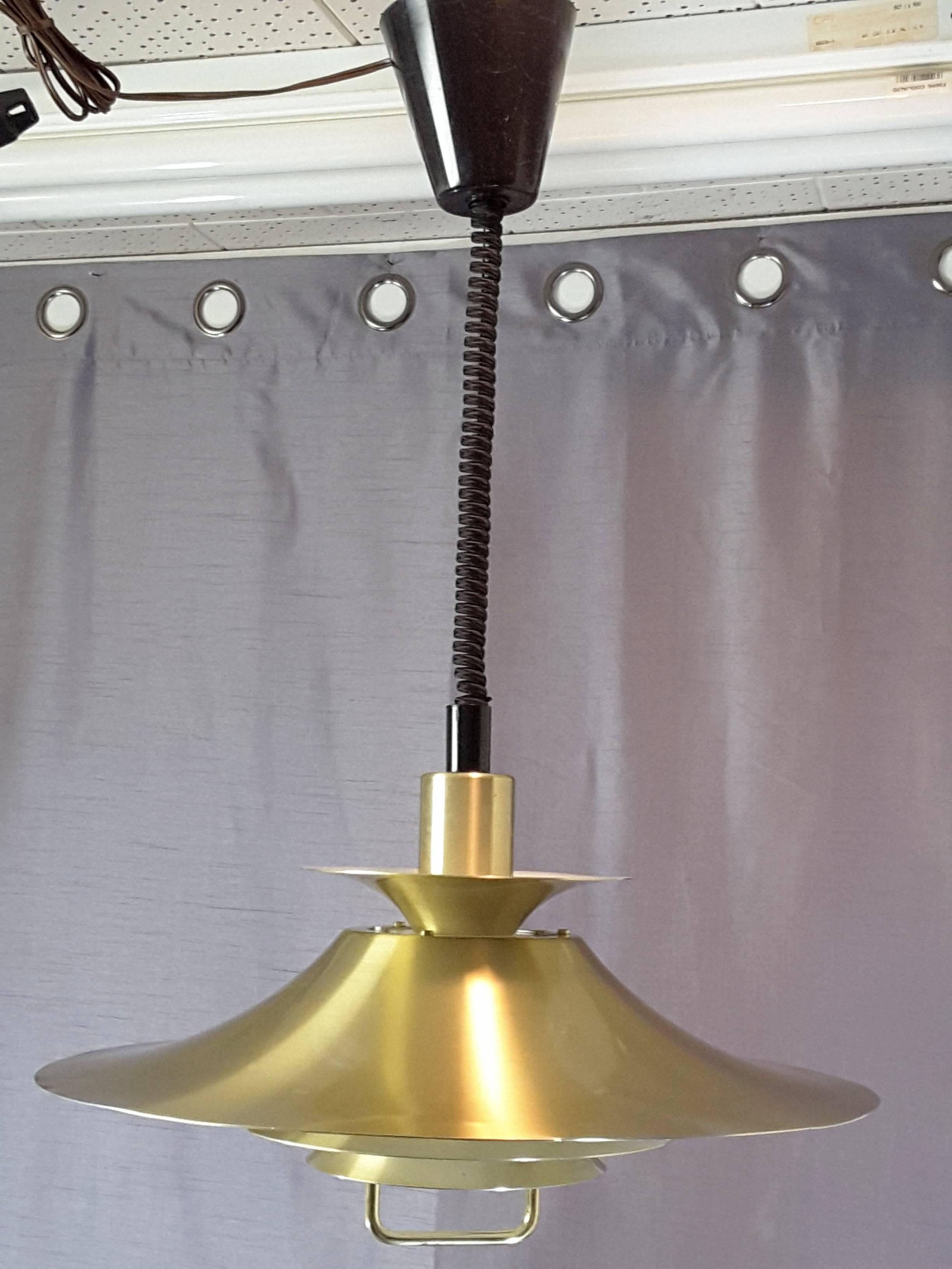 20th Century Frandsen Retractable Brass Pendant, Denmark