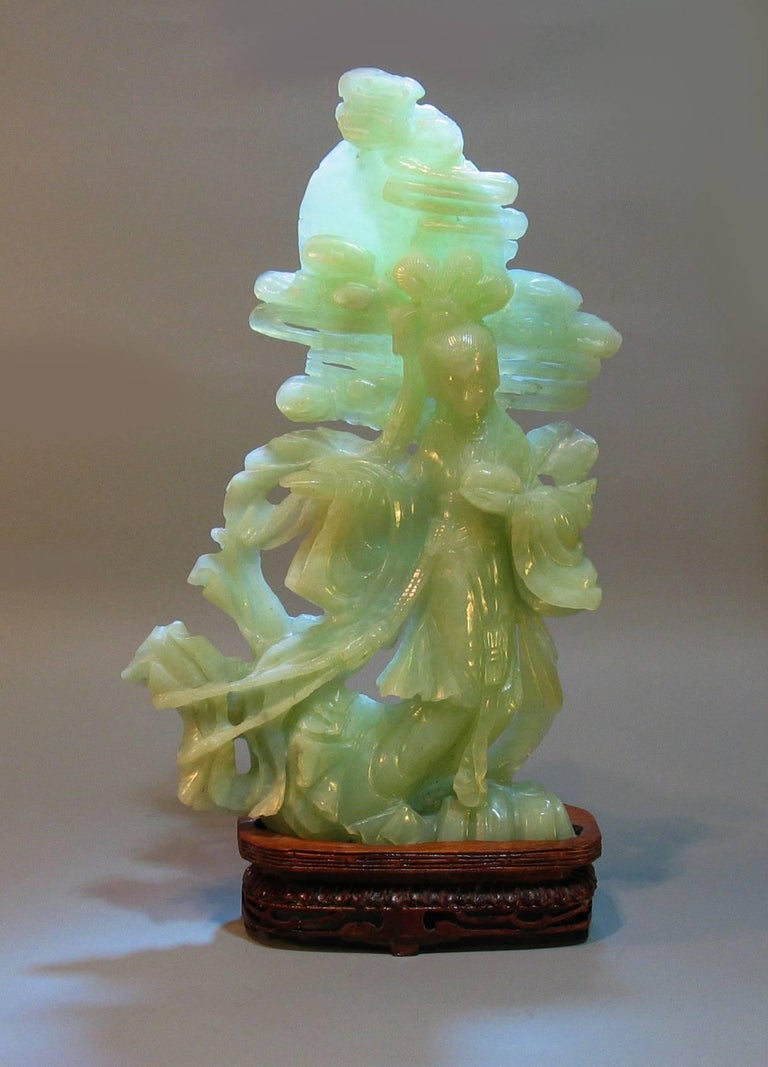 Rare Large Chinese Carved Jade Figure of "ChangeE" Goddess of the Moon