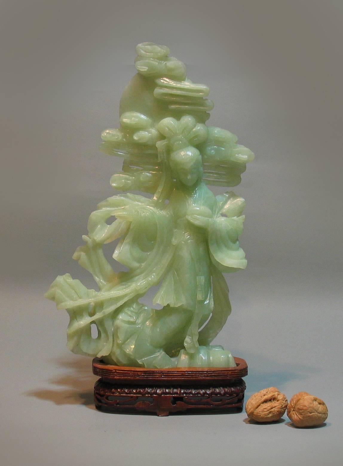 Rare Large Chinese Carved Jade Figure of 
