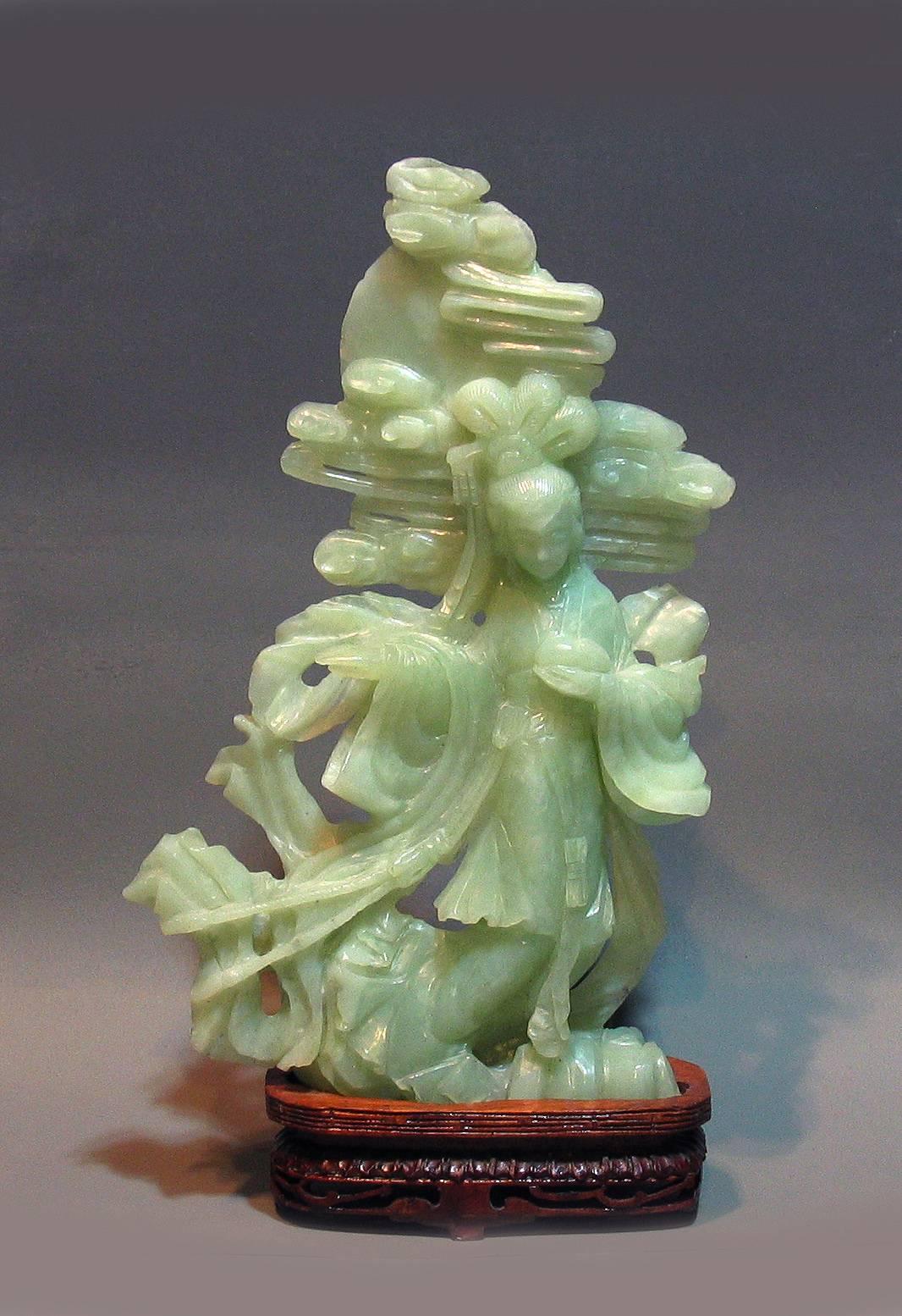 Rare Large Chinese Carved Jade Figure of 