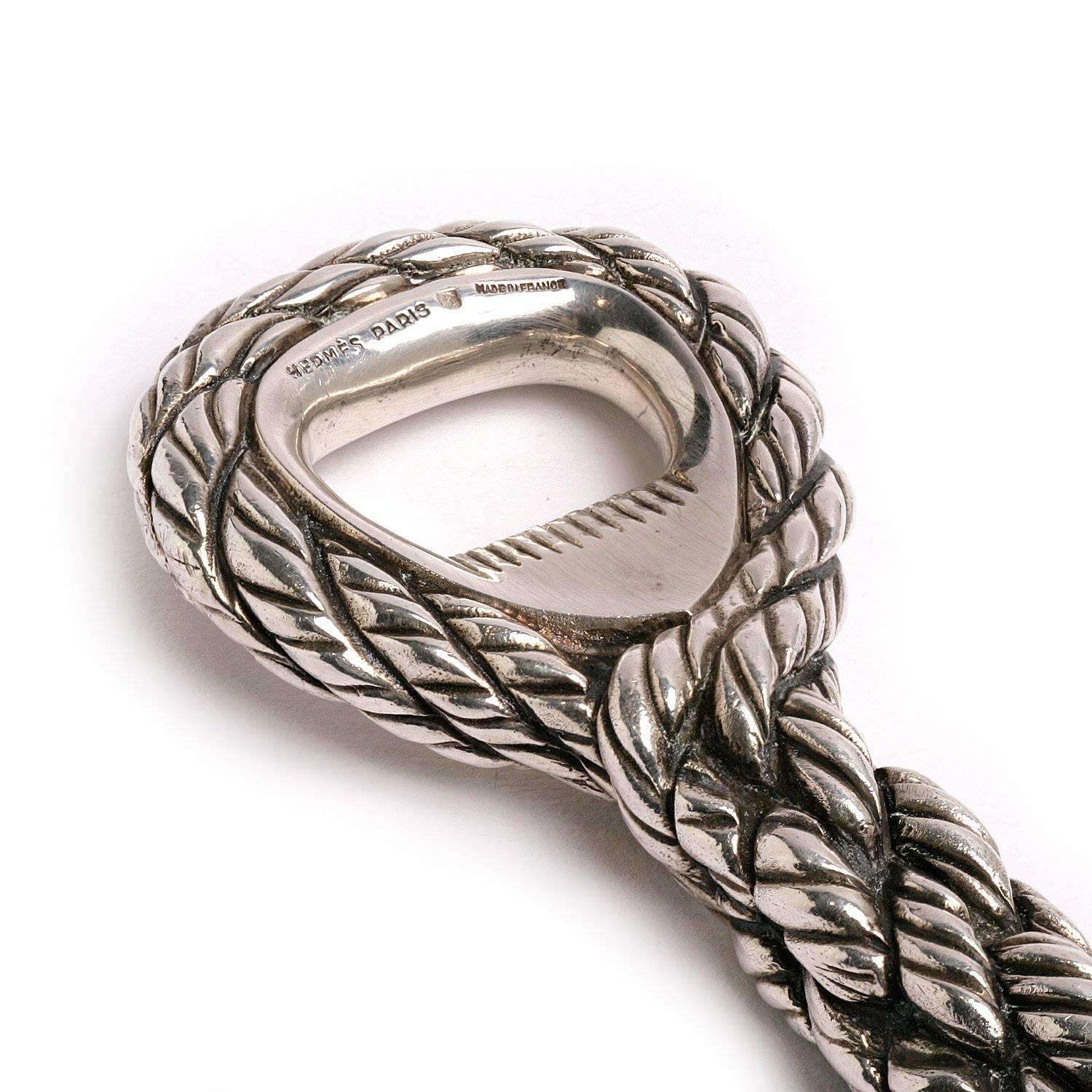 Metalwork Hermes Nautical Rope Twist Sterling Silver Bottle Opener