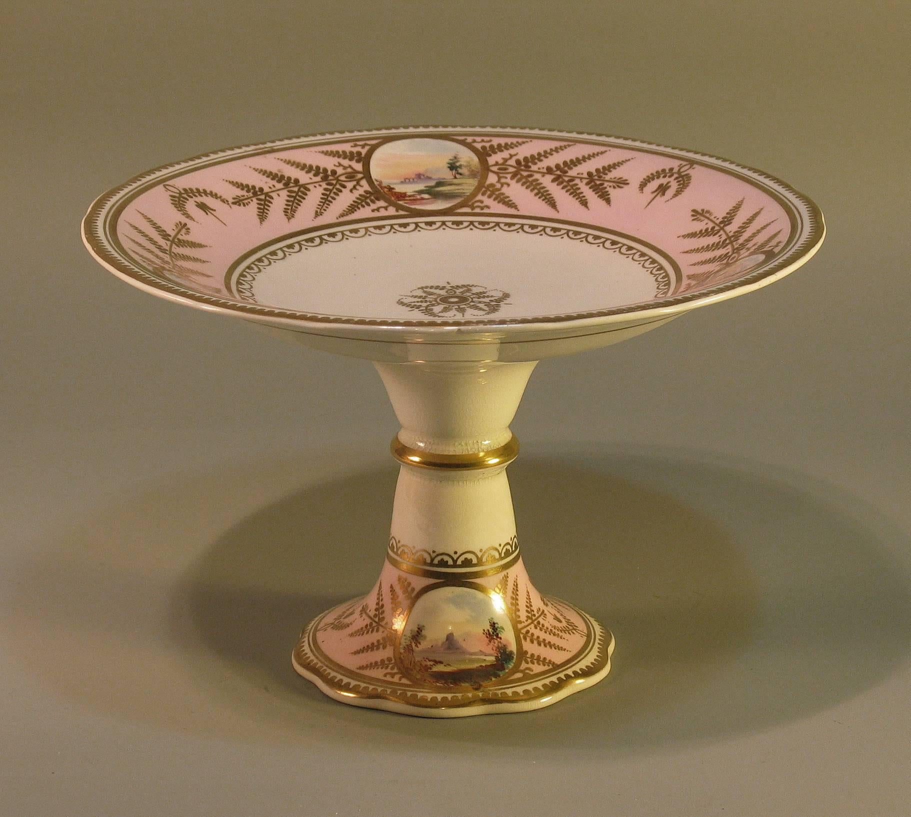 English Scenic Porcelain Dessert Service, Mid-19th Century In Good Condition For Sale In Ottawa, Ontario
