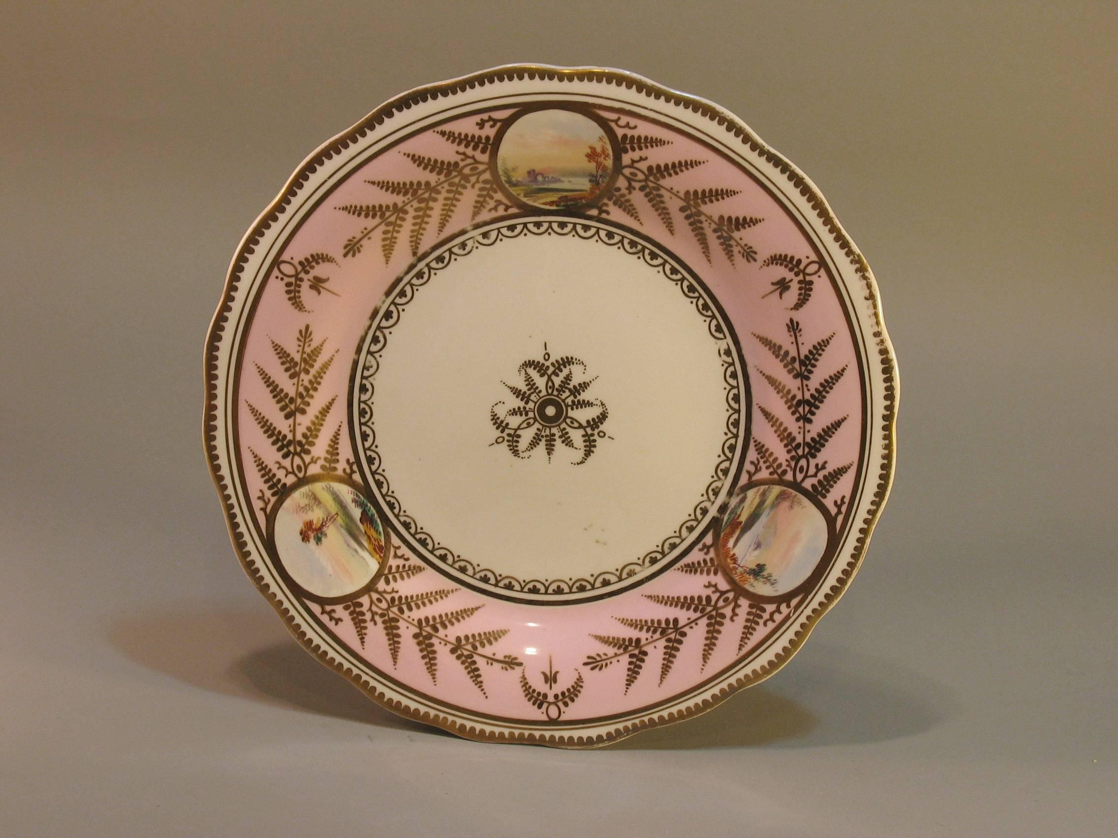 English Scenic Porcelain Dessert Service, Mid-19th Century For Sale 1