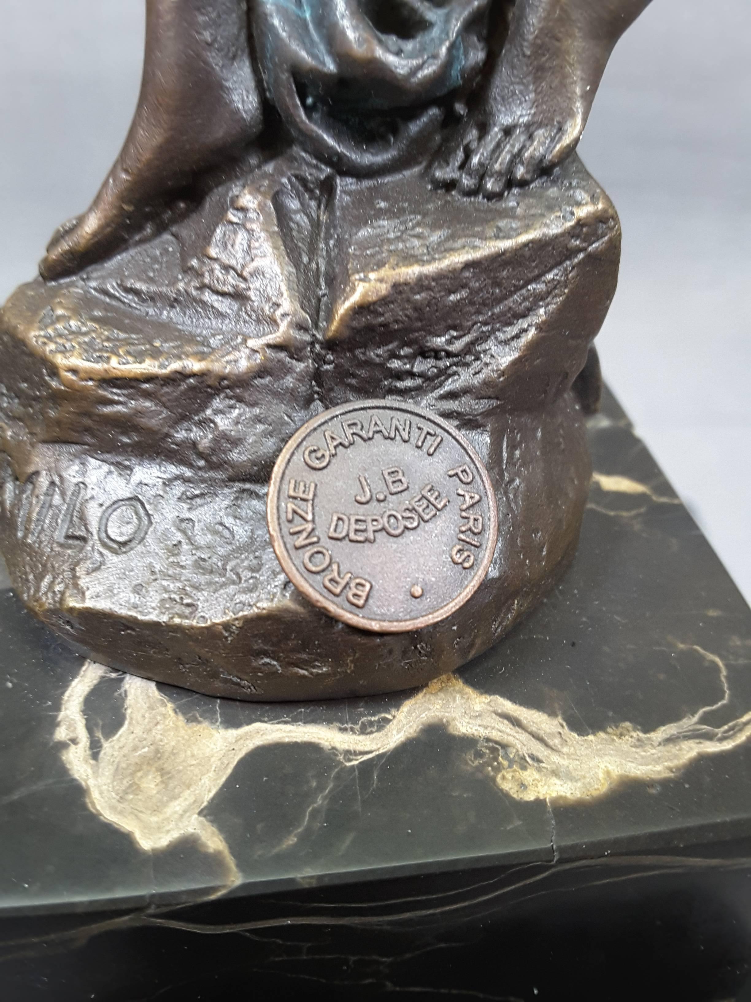 Moulage Dame en bronze Art Nouveau sur socle en marbre de Miguel Fernando Lopez 'Milo'