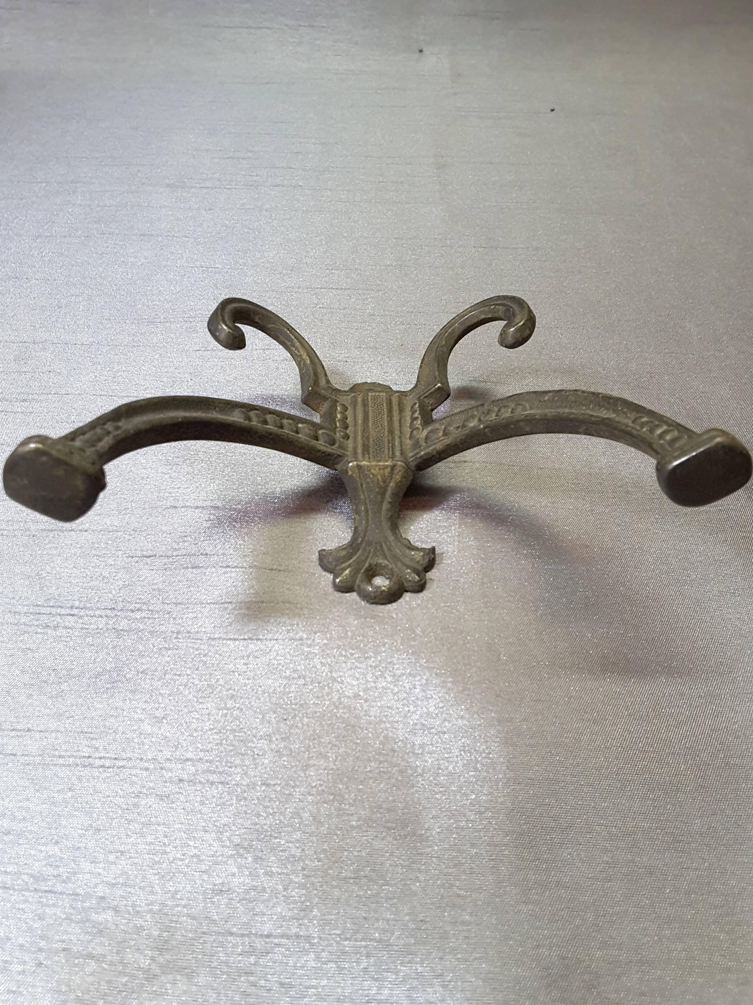 Cast Victorian Hallstand or Coat Rack Hooks, Set of Four, Dated 1878 and Marked