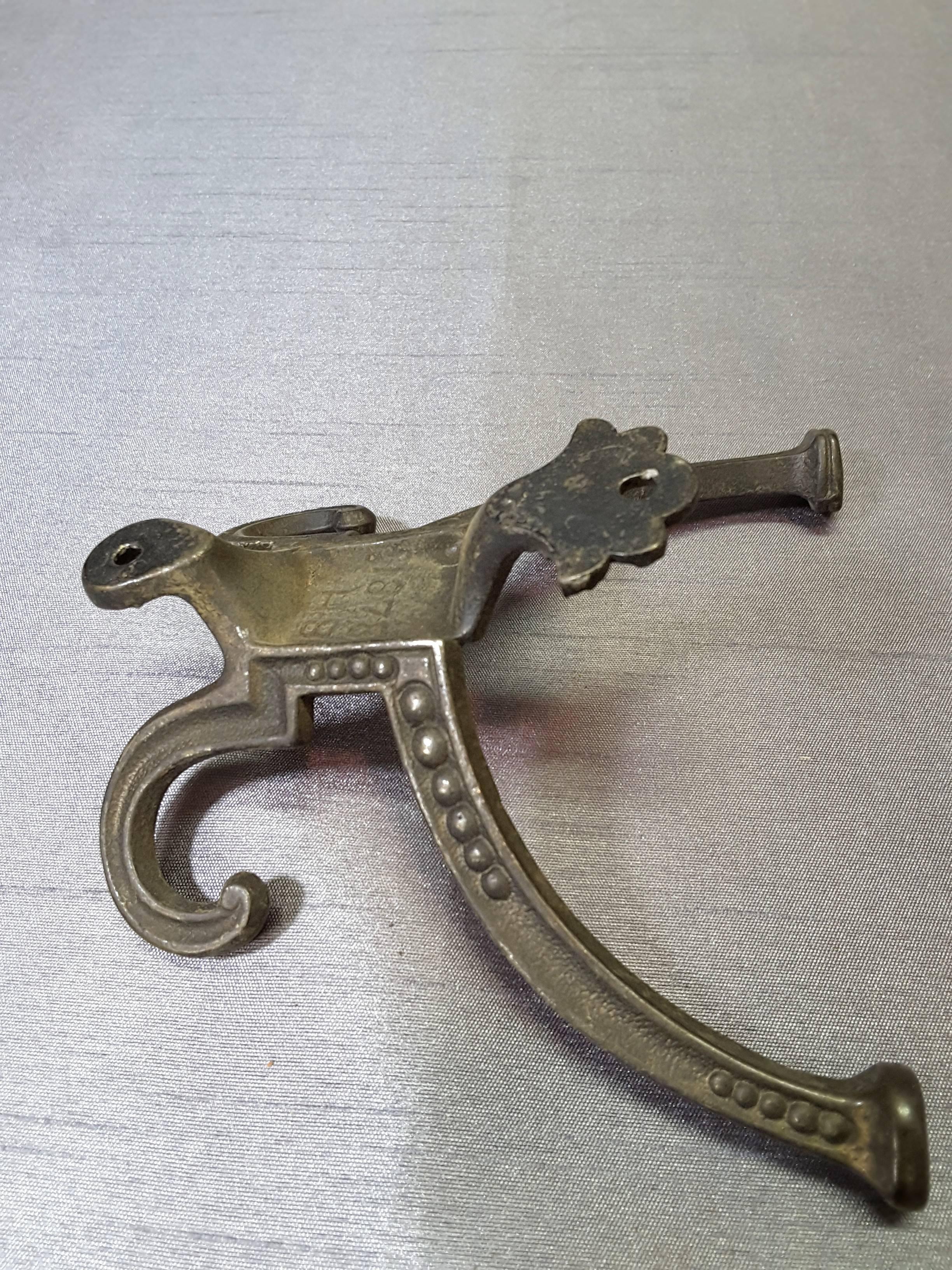 Victorian Hallstand or Coat Rack Hooks, Set of Four, Dated 1878 and Marked 1