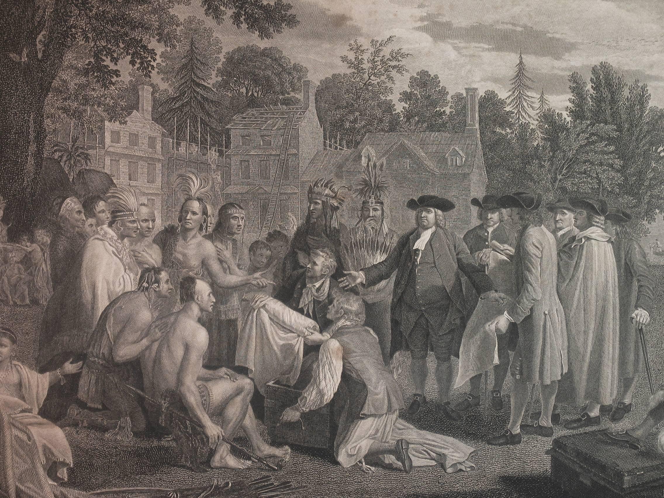 William Penns Vertrag, Pennsylvania, Kupferstich, London, 1775 im Angebot 1