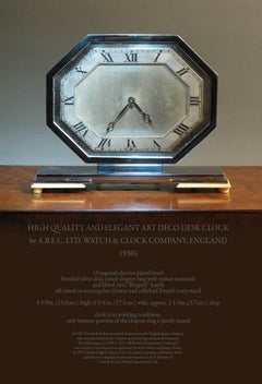 High Quality and Elegant Art Deco English Desk Clock, 1930s