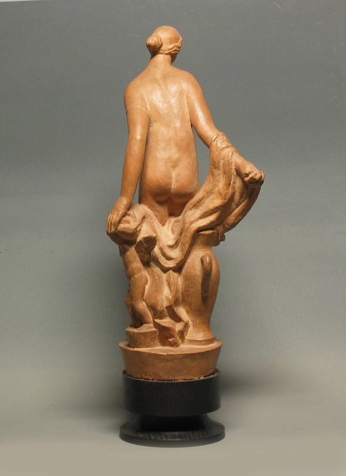 Czech Josef Pasa Terracotta Art Deco Sculpture Titled 