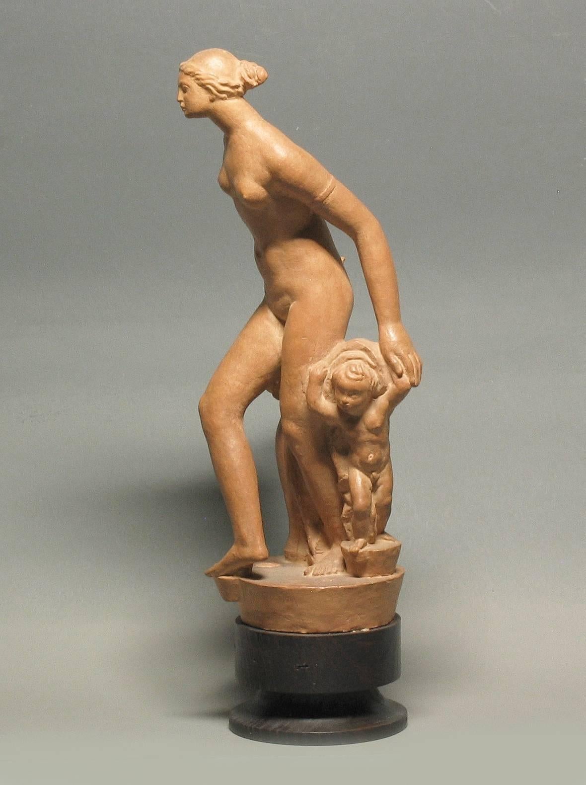 20th Century Josef Pasa Terracotta Art Deco Sculpture Titled 